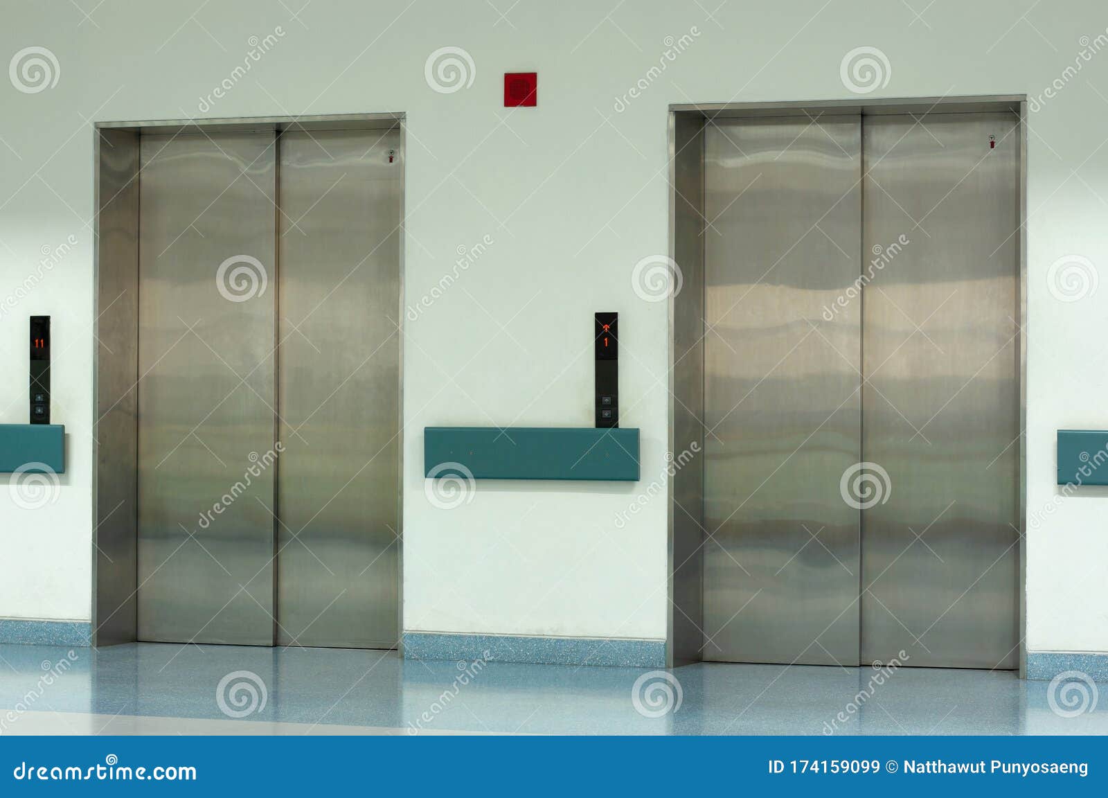 Side View of Two Doors in Elevator Stock Image Image of panel
