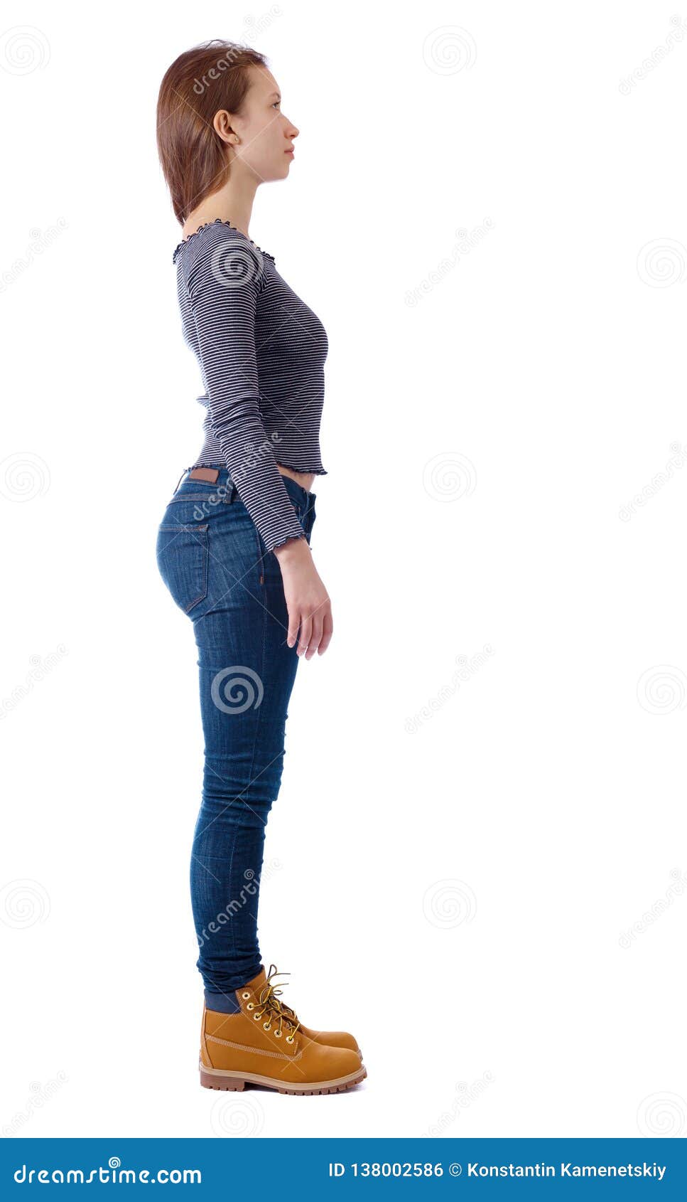 Side View of in Jeans Stock Photo - Image of people, rear: 138002586