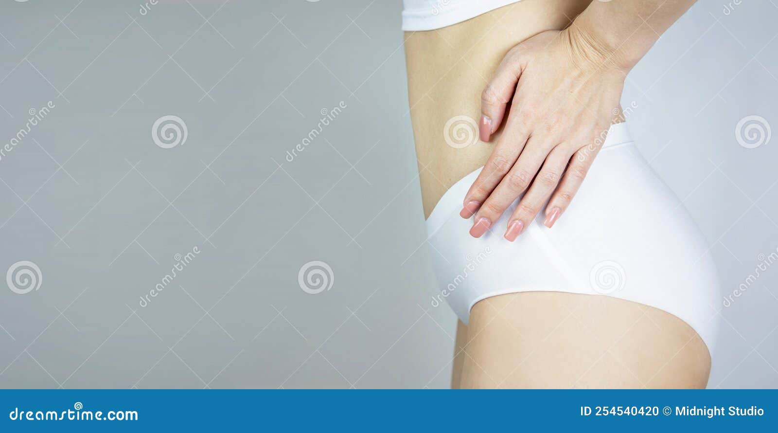 Side View of Woman S Abdominal, Tummy in Beautifully Shaped White