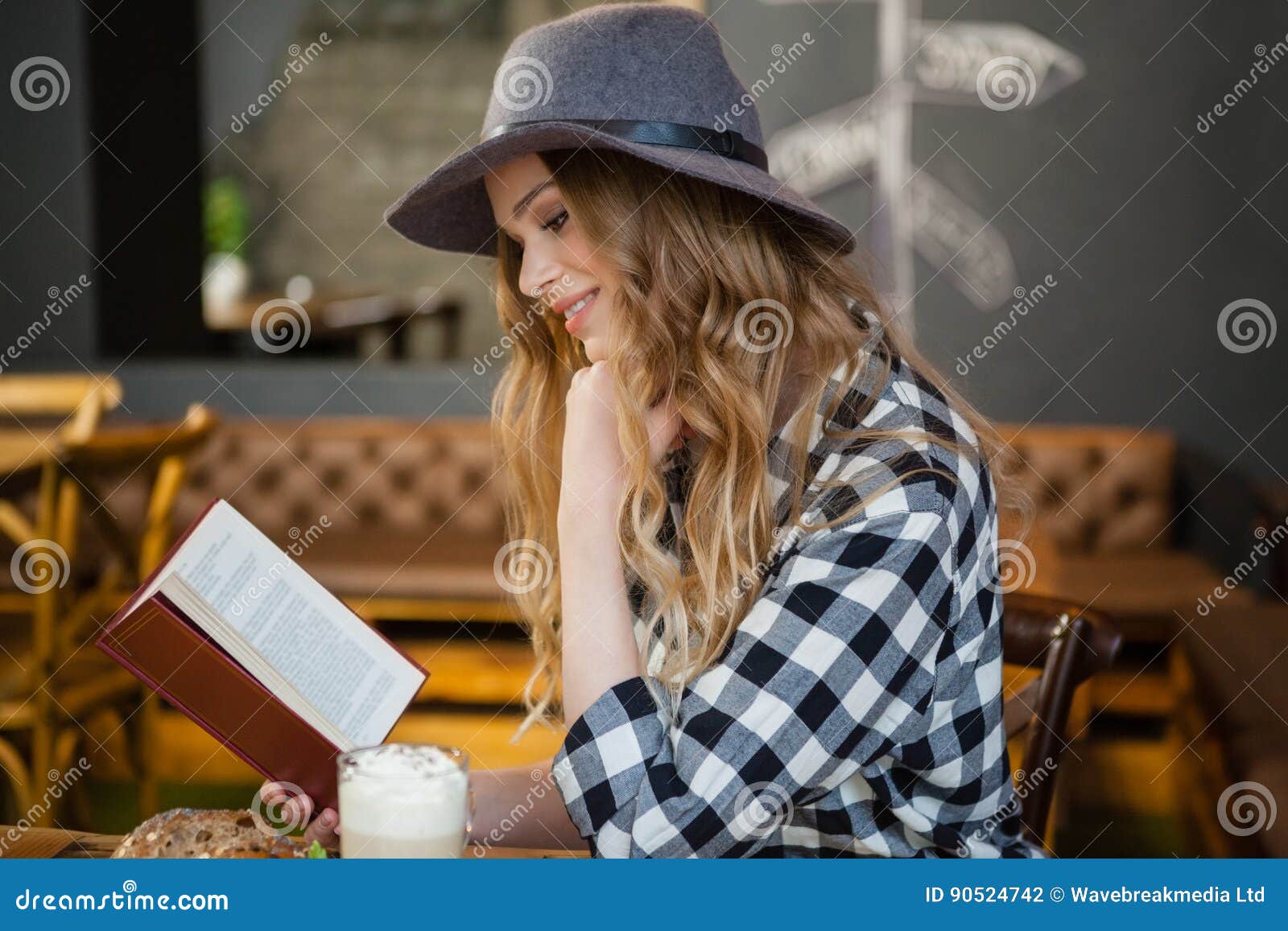 Side View of Young Woman Reading Book Stock Photo - Image of holding ...