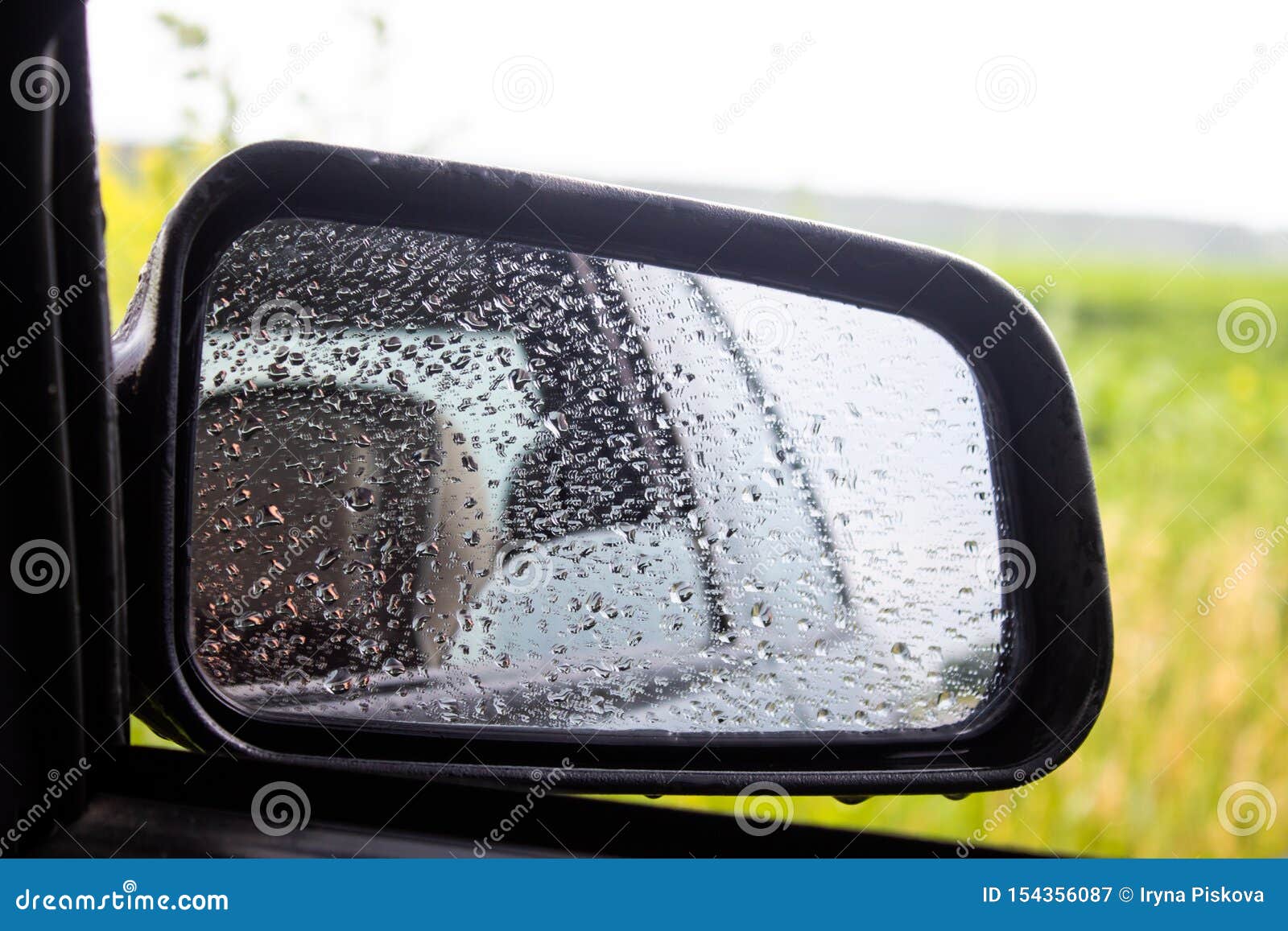 Side Window Of The Car In The Drops After The Rain. Stock Image - Image