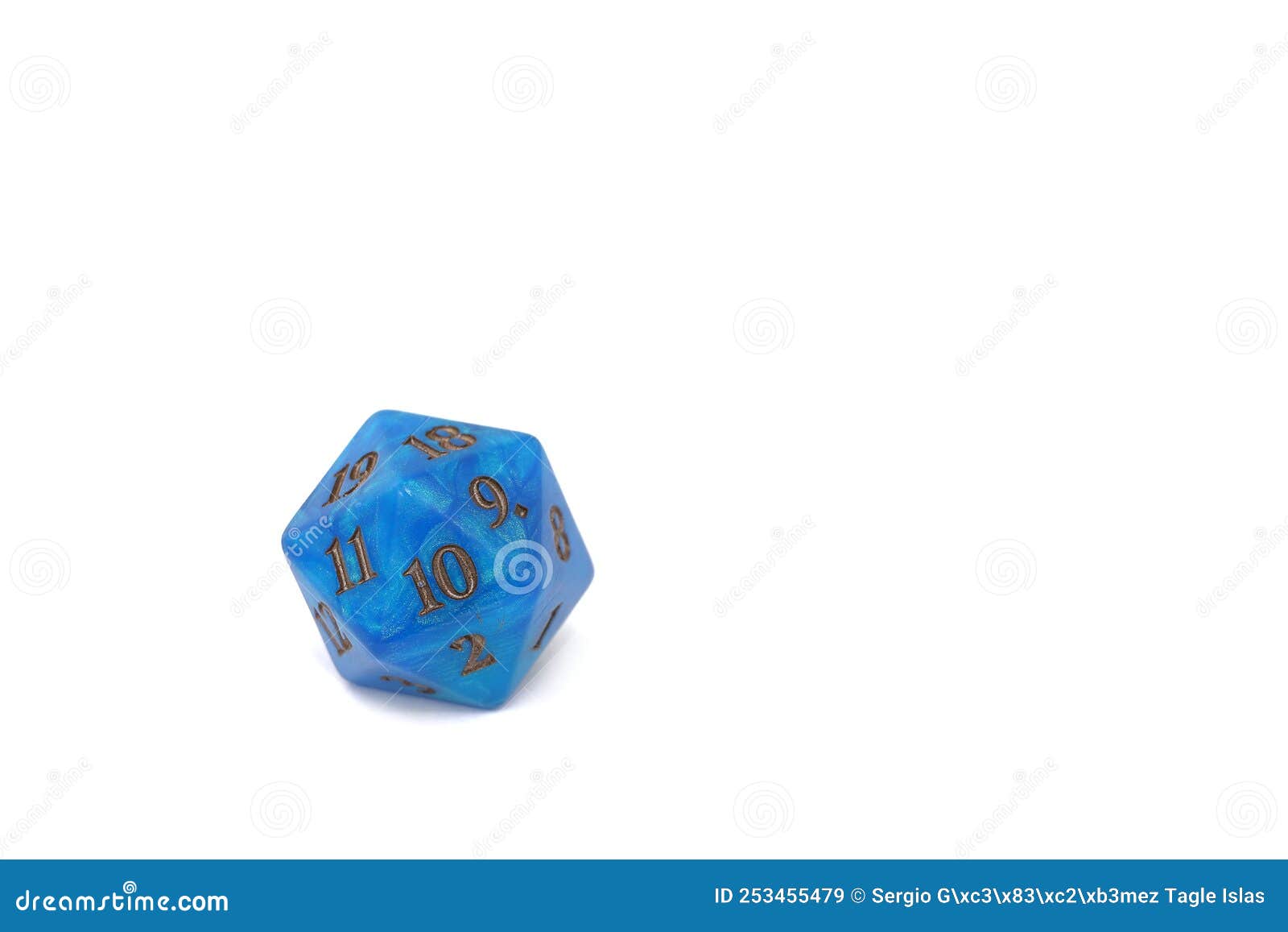 20sided Blue Die with Gold Numbers Stock Image Image of comment