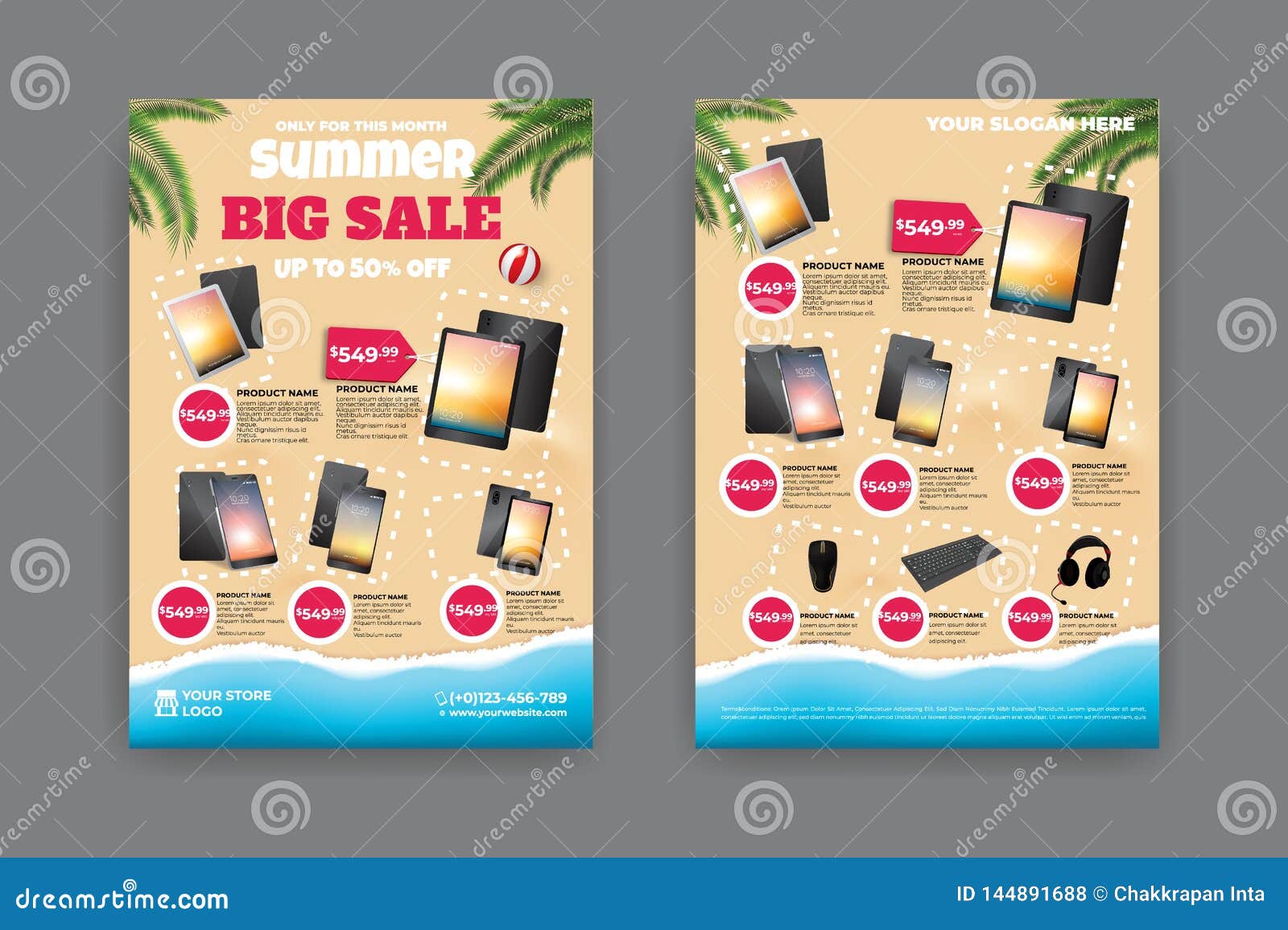 20 Sides Flyer Template for Summer Sale Promotion Stock Vector For Product Promotion Flyer Template