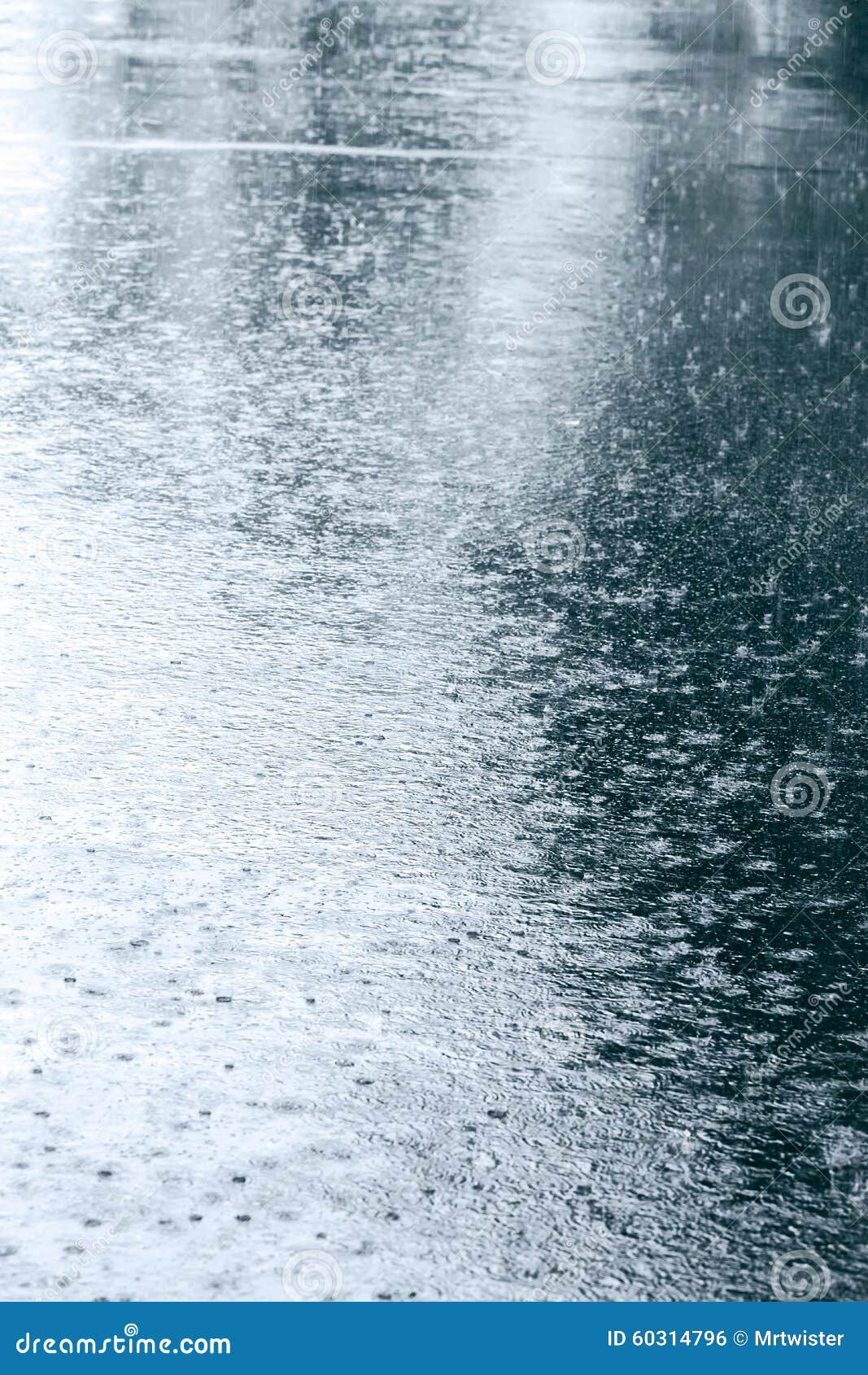 Sidewalk with Puddles of Water and Raindrops Stock Photo Image of