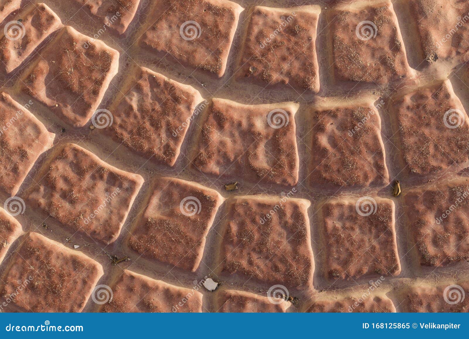 Sidewalk Tiles With A Pattern A Concrete Slab Painted Red Stock