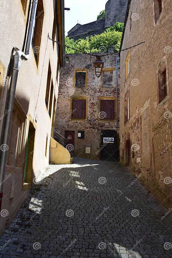 Sierck Les Bain, France - 07 11 2023: Old Town Street Up To the Castle ...