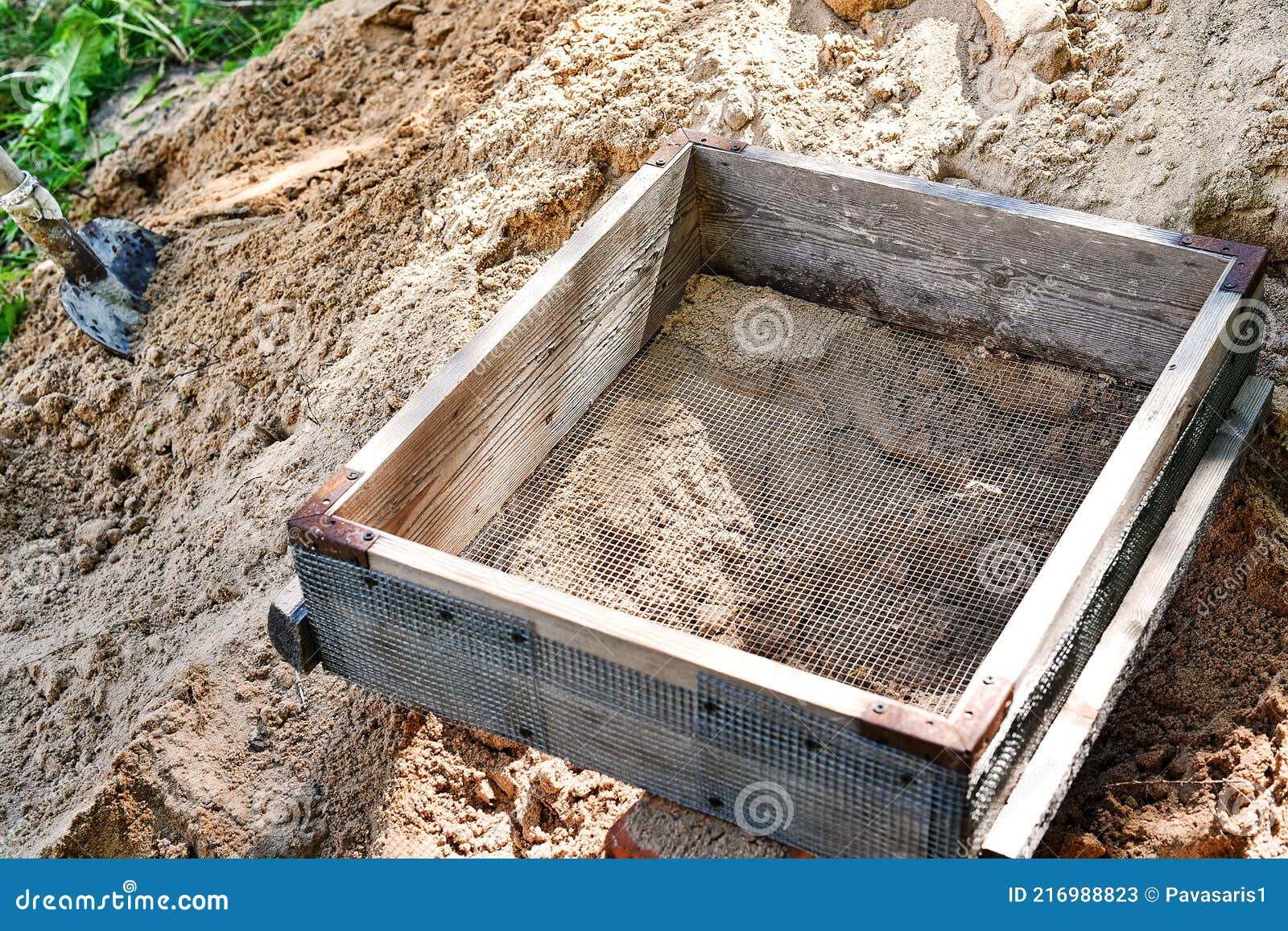 Sieve for Sifting Sand and Stones during Construction Stock Image Image of rich, business