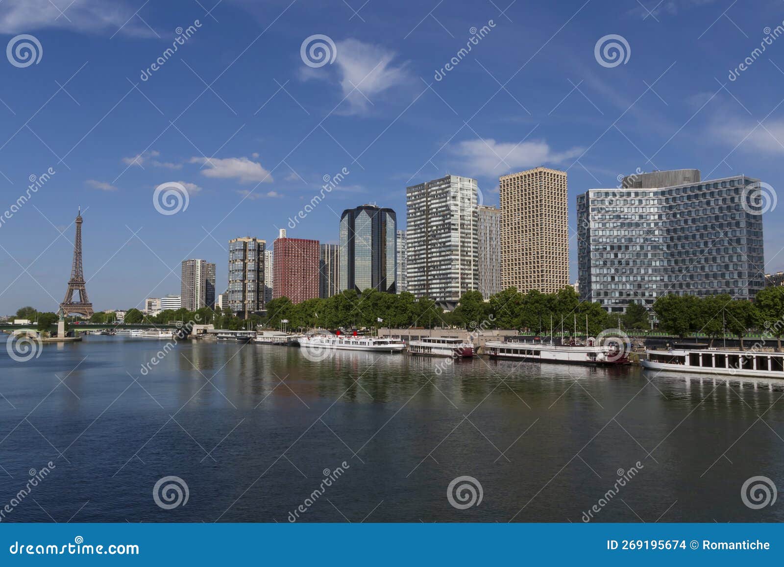 Sight of Paris with Eiffel Tower and Skyscrapers Stock Photo Image of