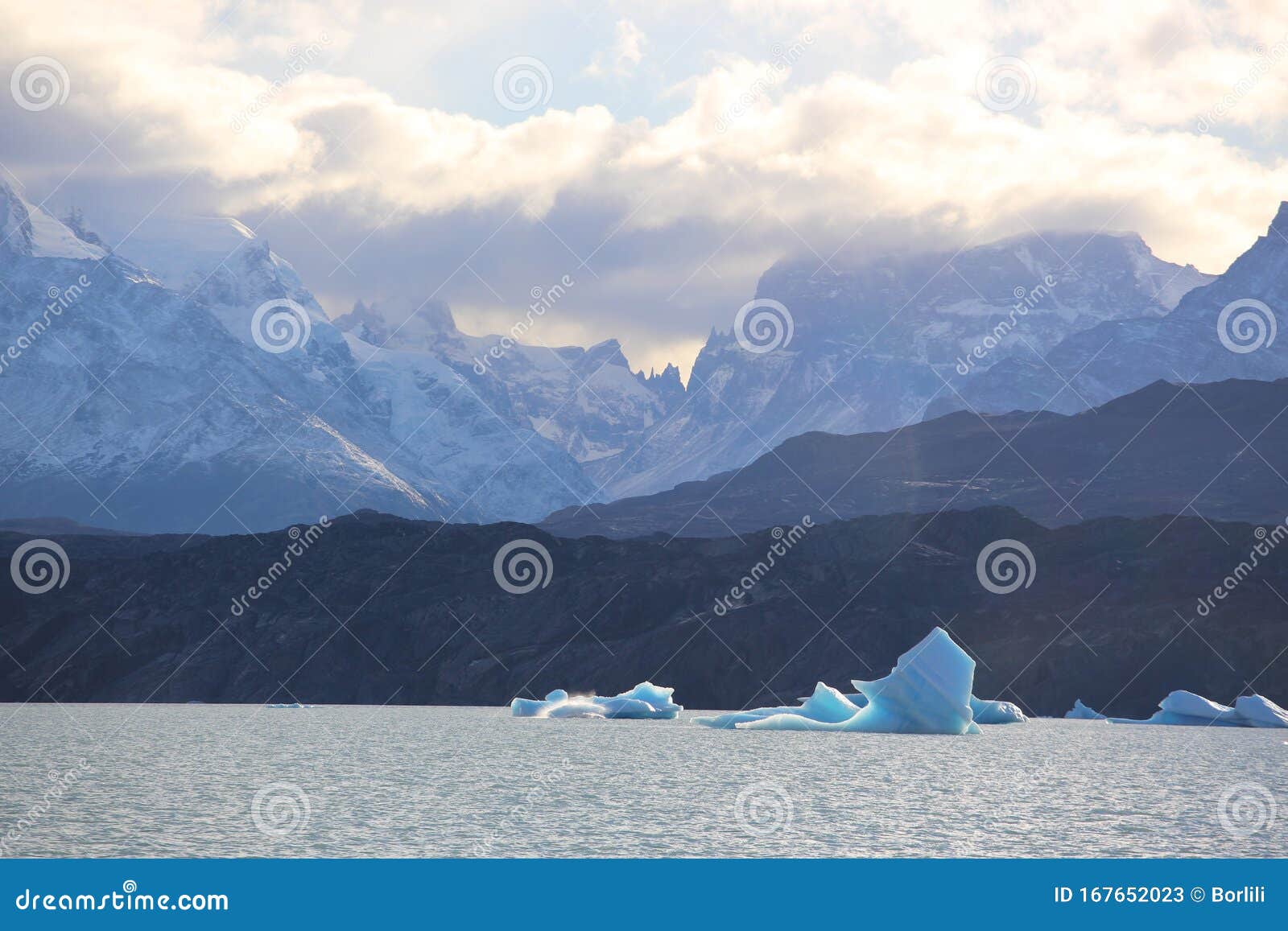 sightseeing rios de hielo cruise ship boat near glaciers upsala and spegazzini in patagonia, argentina