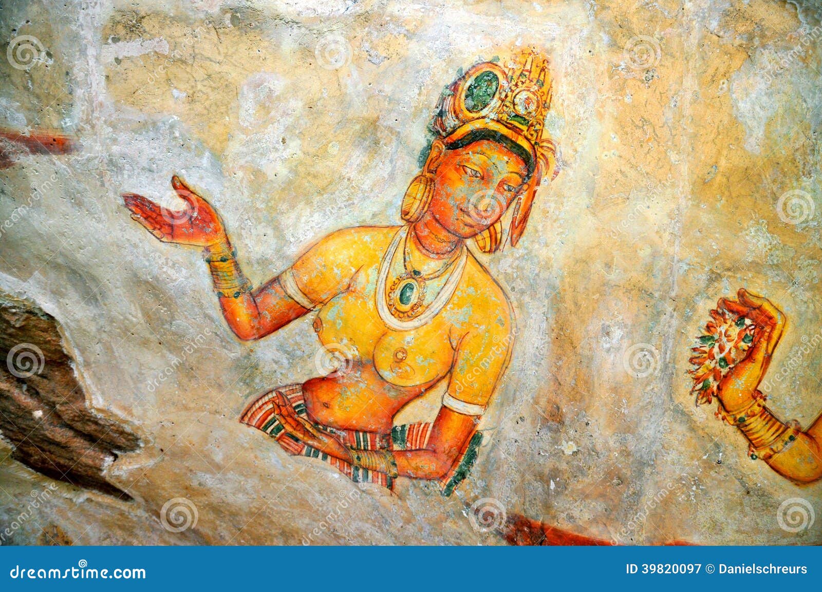 sigiriya frescoes: close-up of a celestial nymph