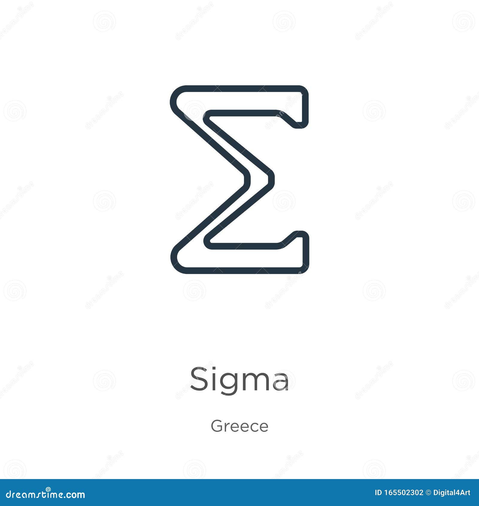 Sigma Icon. Thin Linear Sigma Outline Icon Isolated on White Background