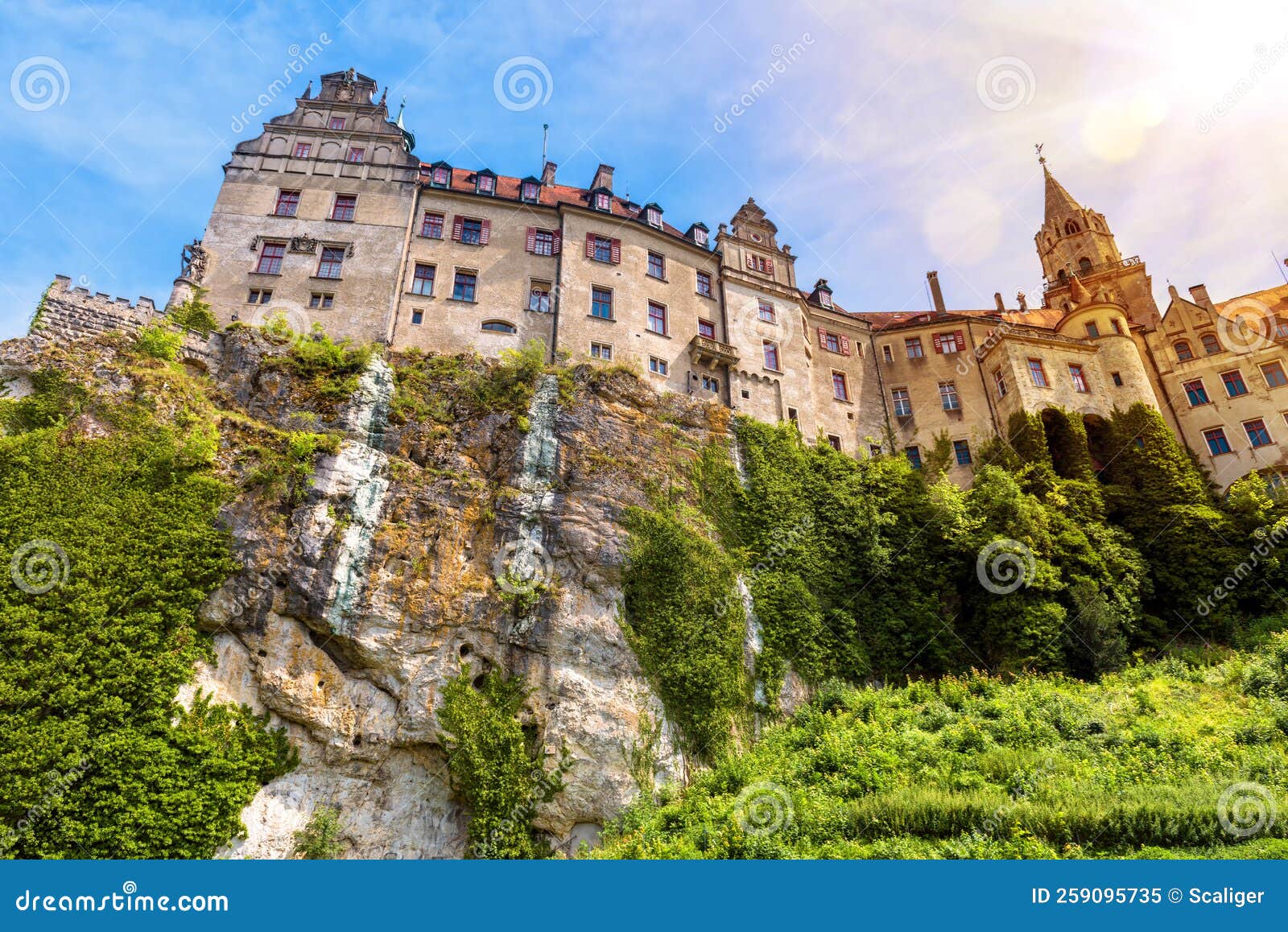 sigmaringen castle on rock top, schwarzwald, germany