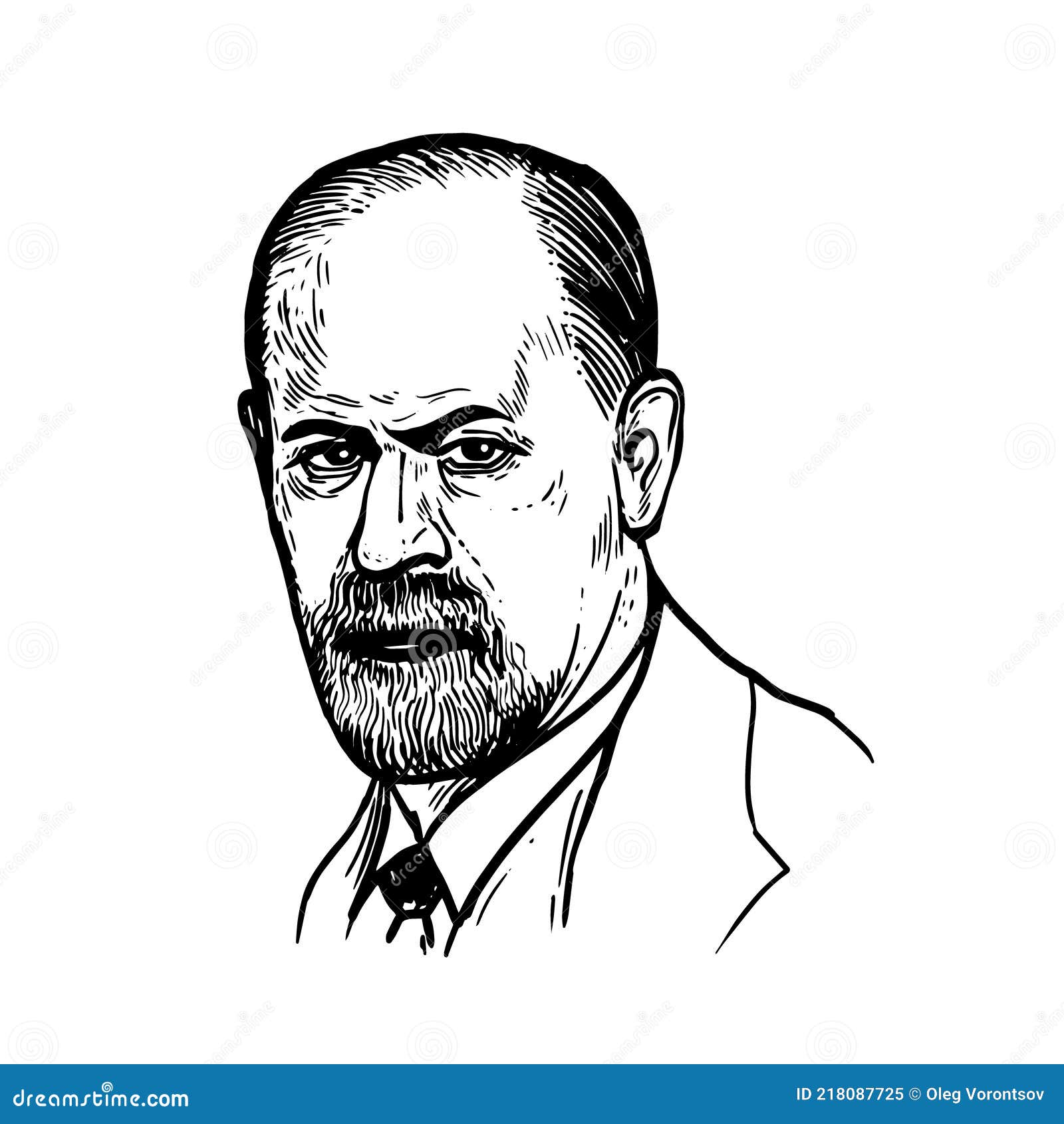 Sigmund Freud - Father of Psychoanalysis, Portrait. Vector Illustration ...