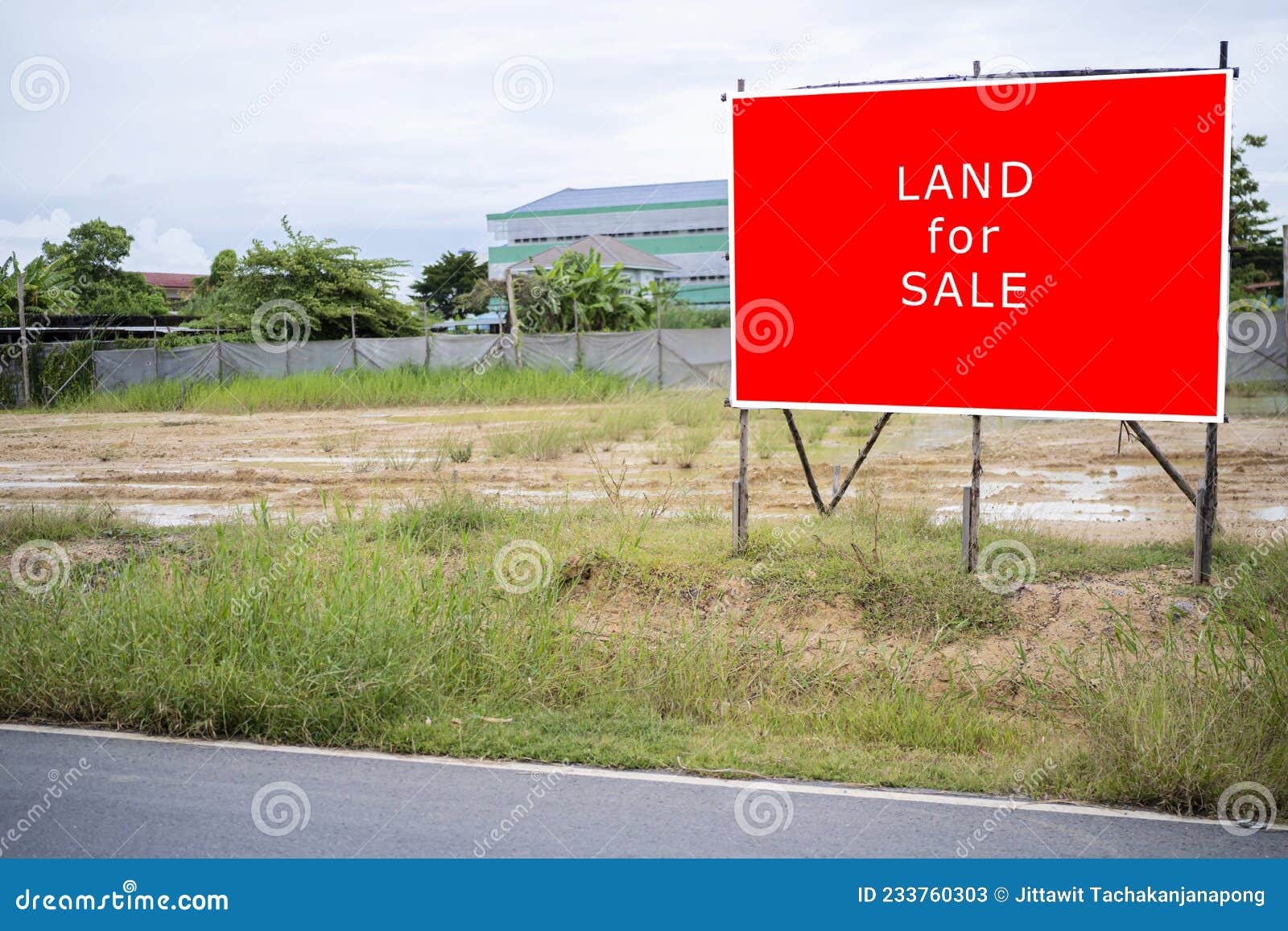 A Sign Advertising Agricultural Land For Industrial Use For Sale Stock
