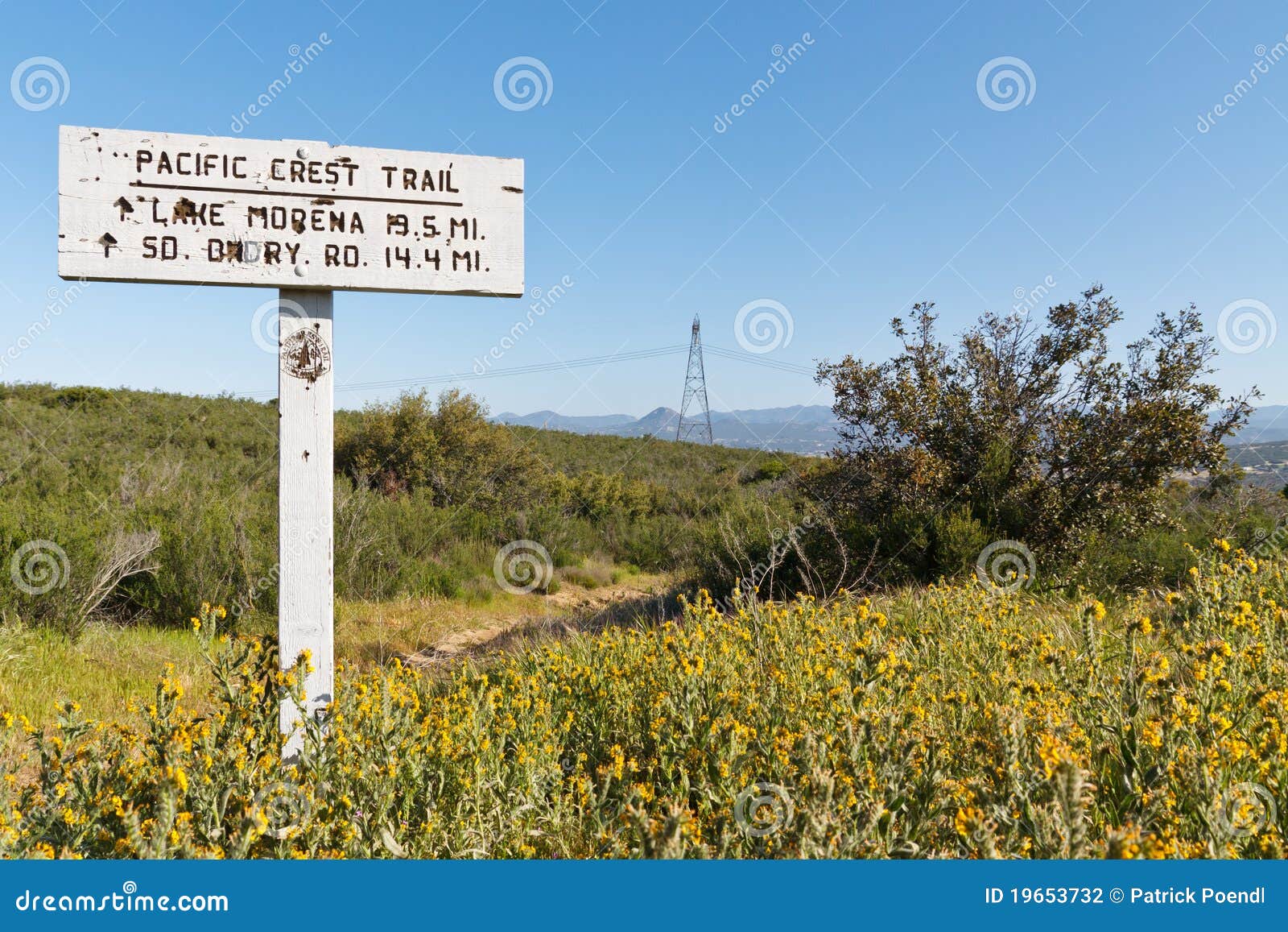 Sign Along the Pacific Crest Trail Stock Photo Image of california