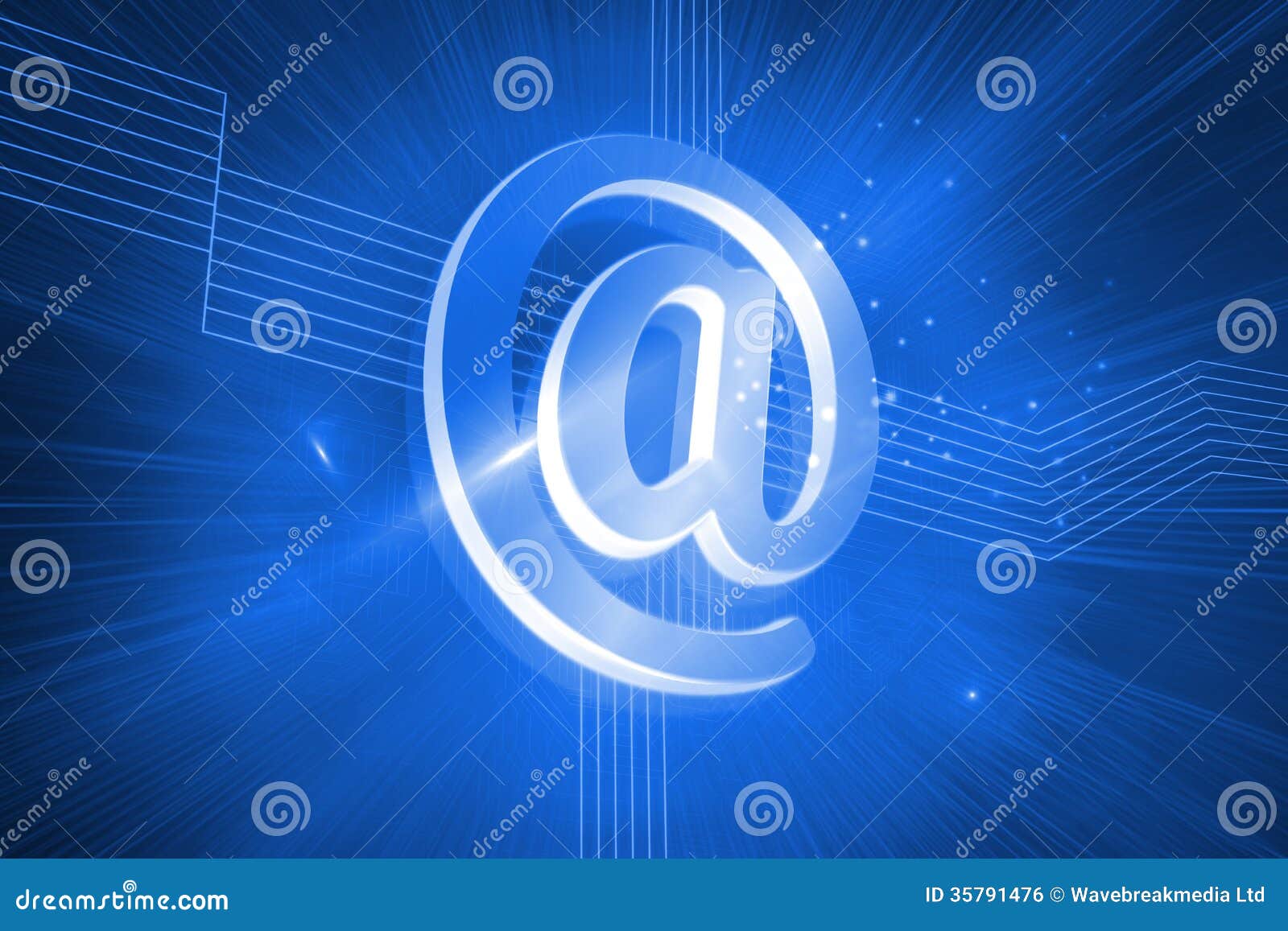 At sign on blue background stock illustration. Illustration of shining