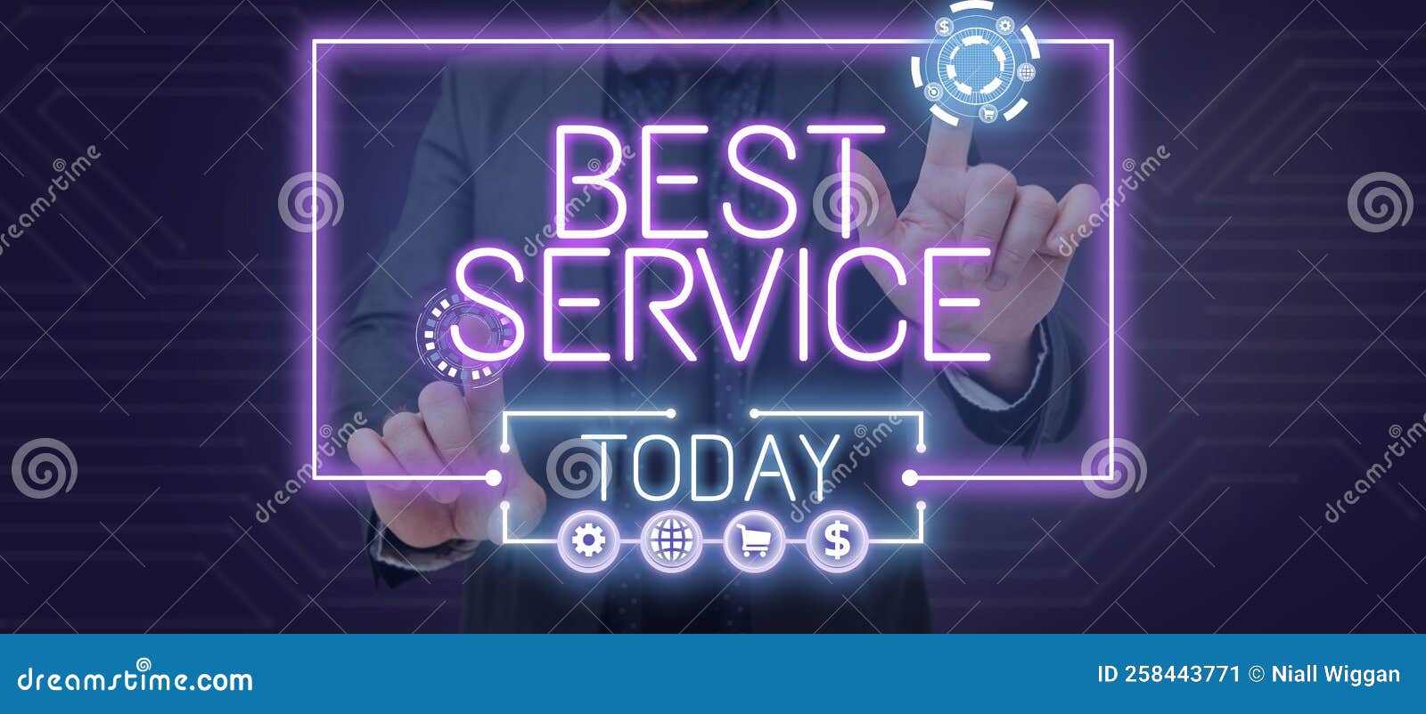 sign displaying best service. word written on finest reviewed assistance provided by a system to its customer