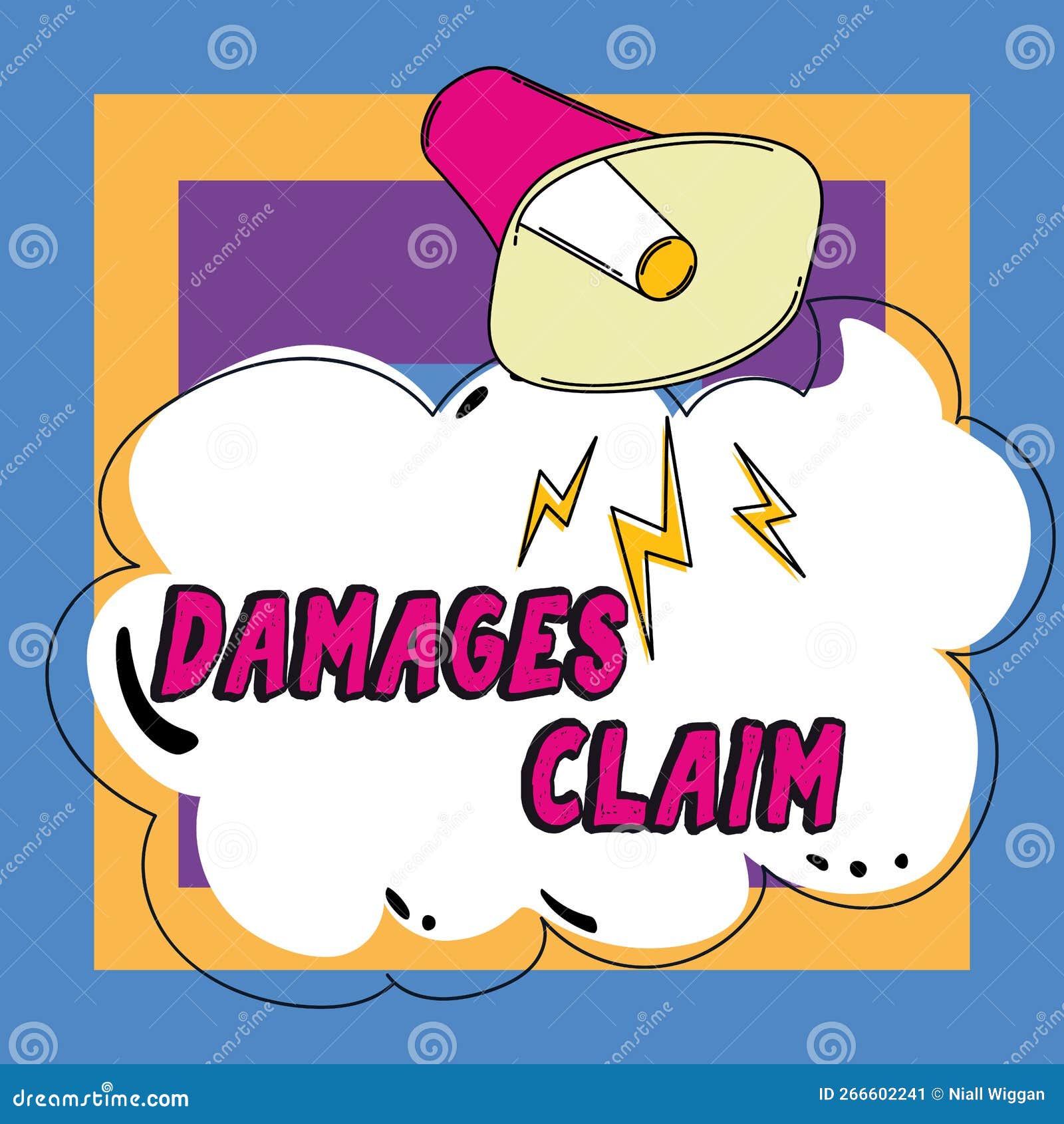 sign displaying damages claim. business concept demand compensation litigate insurance file suit