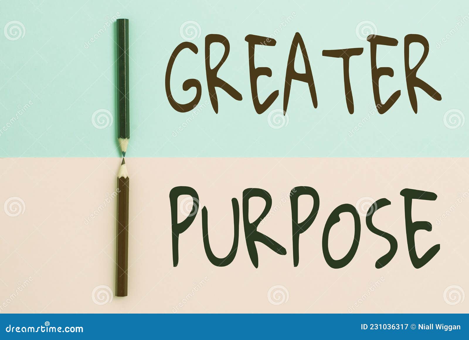 sign displaying greater purpose. word written on extend in average conforming the moral order of the universe two