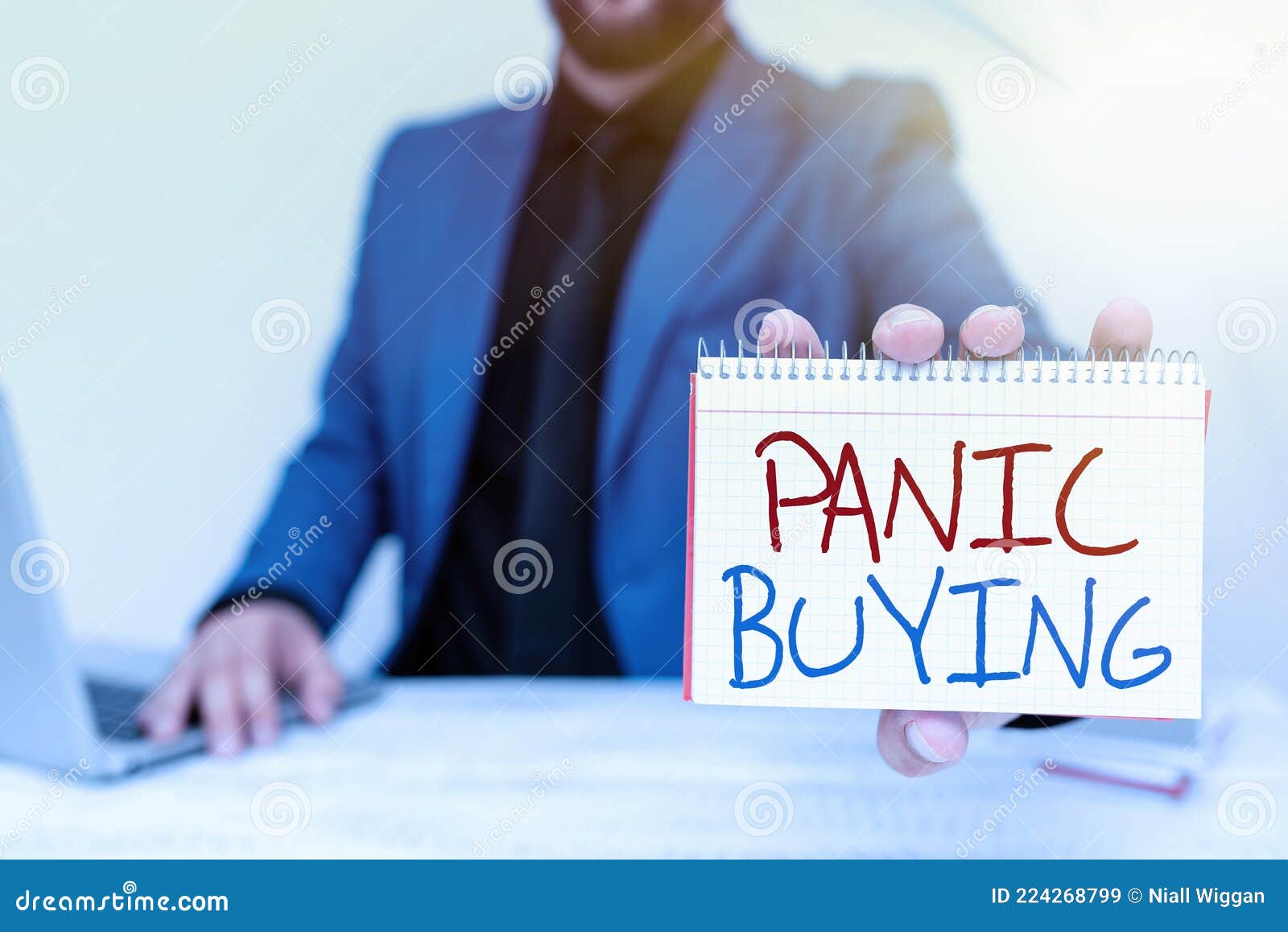 Sign Displaying Panic Buying. Business Overview Buying Large Quantities Due To Sudden Fear of
