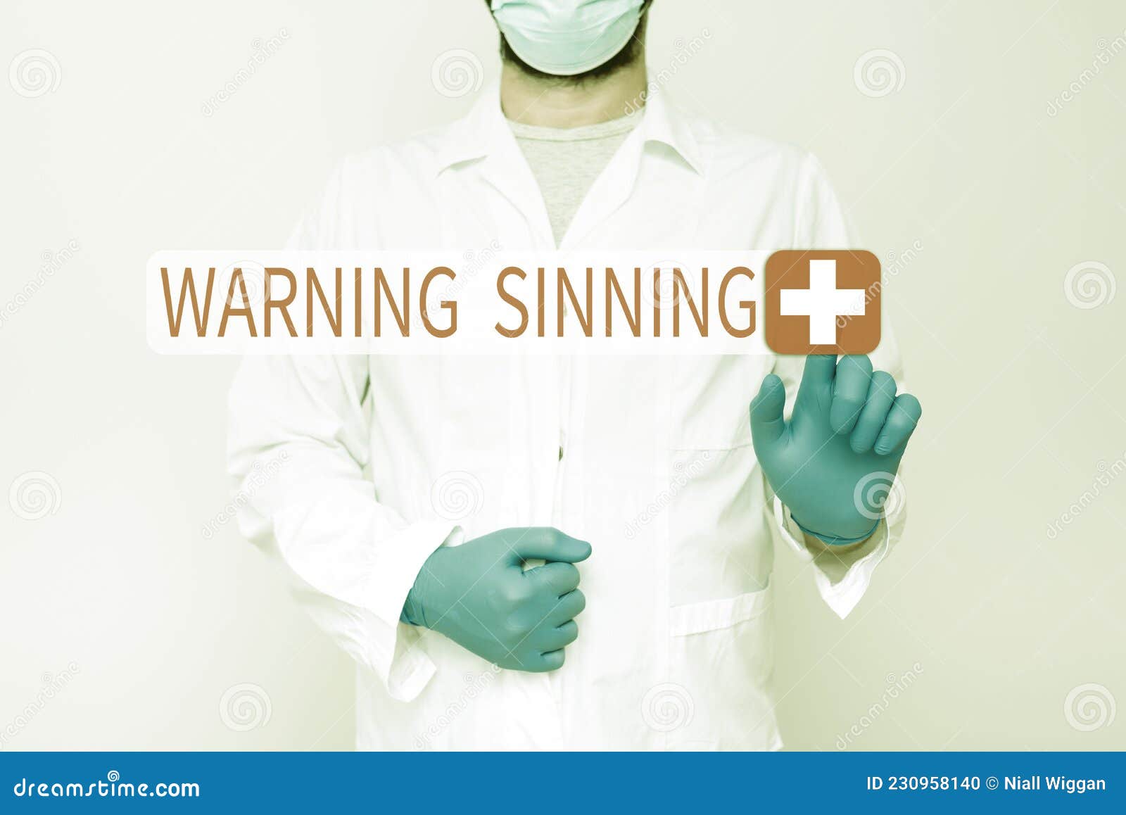 sign displaying warning sinning. concept meaning stop the action which is believed to break the laws doctor explaining