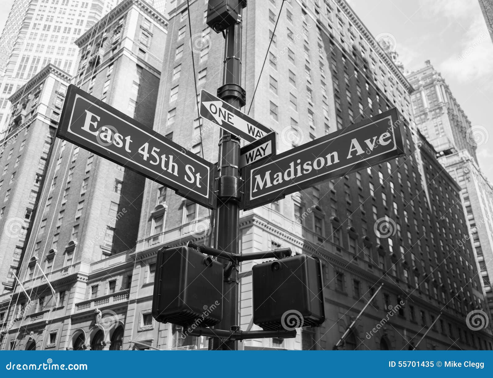 sign for east 45th and madison avenue in new york city