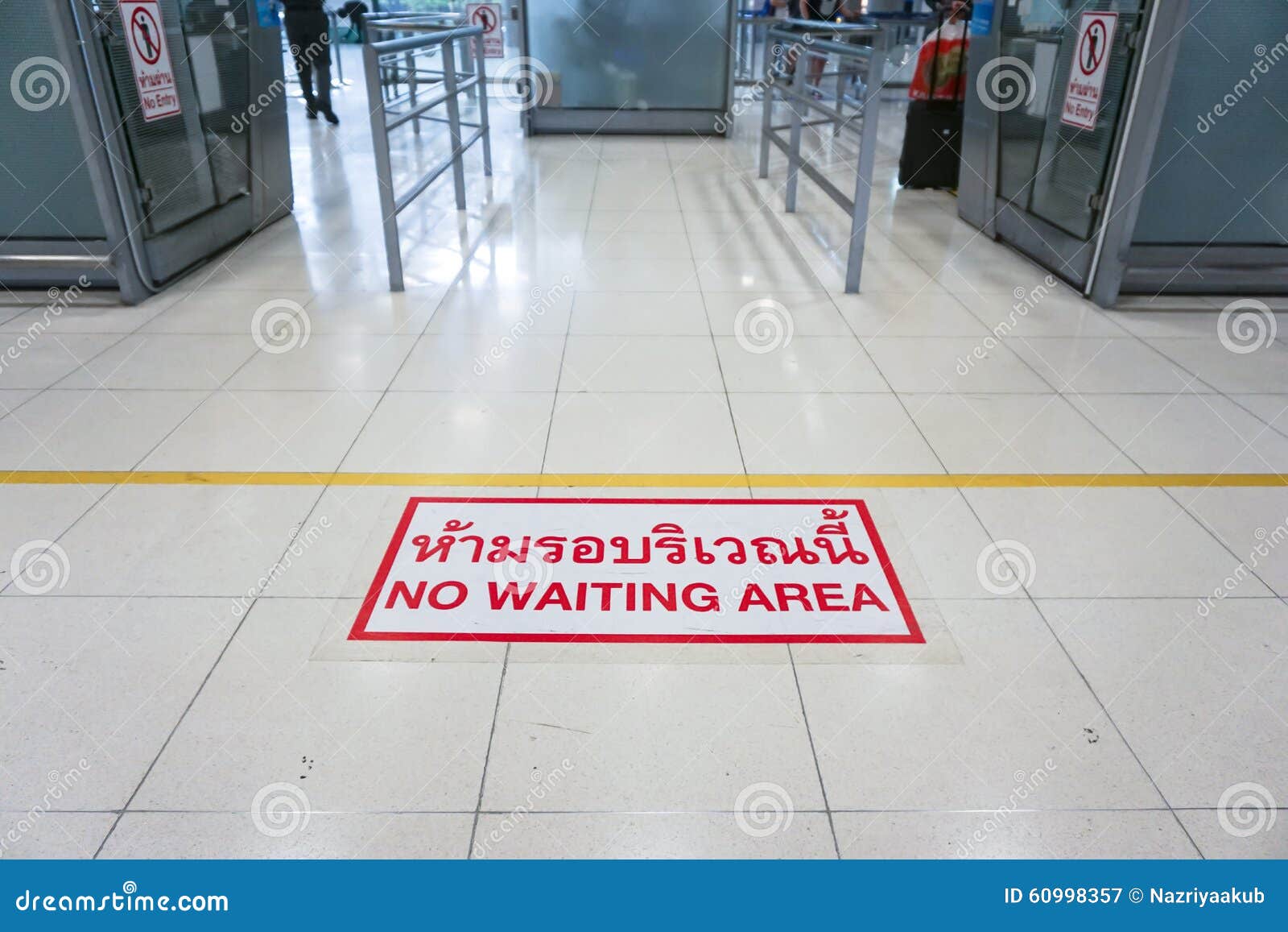 Sign On The Floor, No Waiting Area. Stock Image Image 60998357