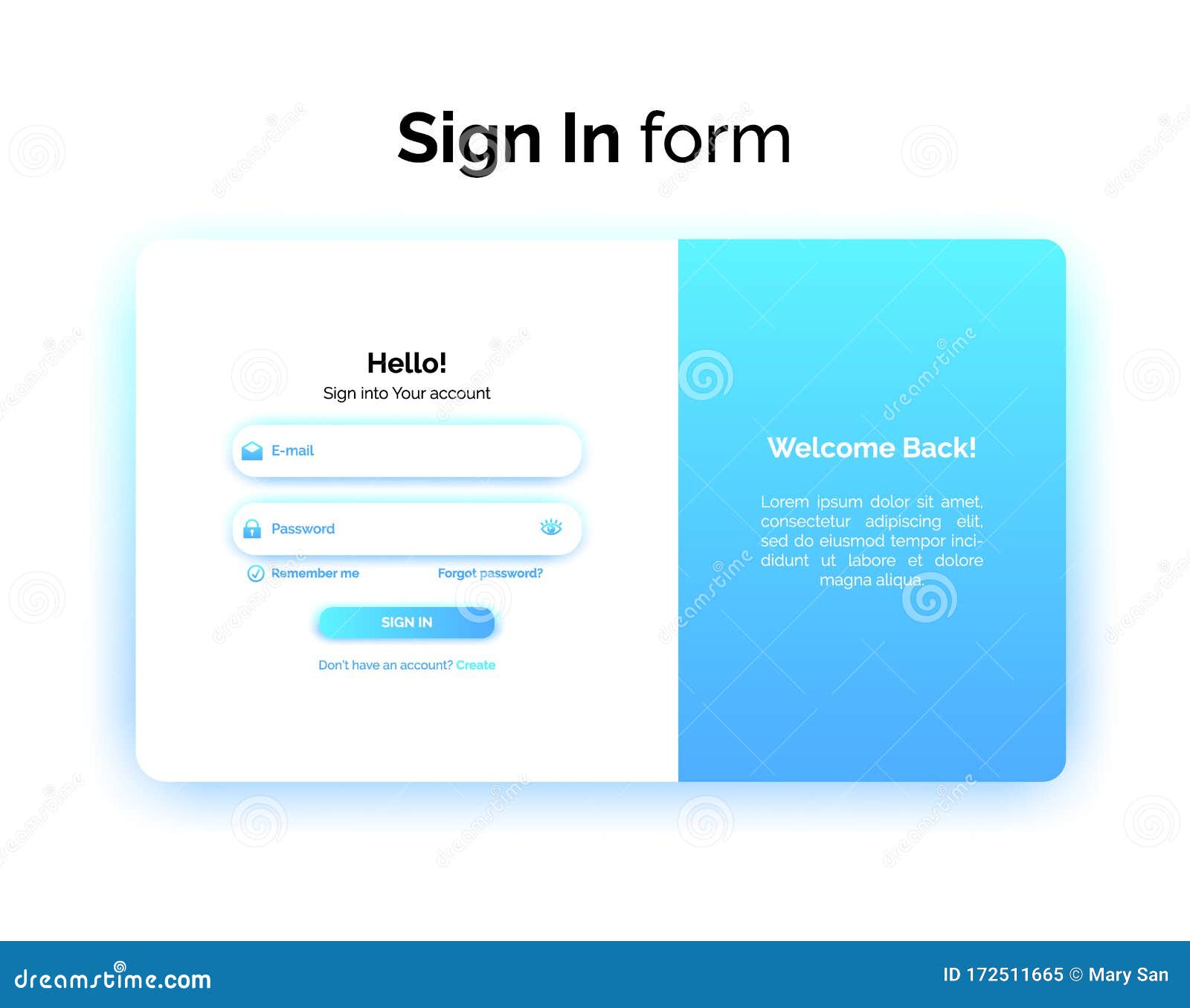 Sign in Form, Web Design UI UX, Login Interface with Gradient, Vector