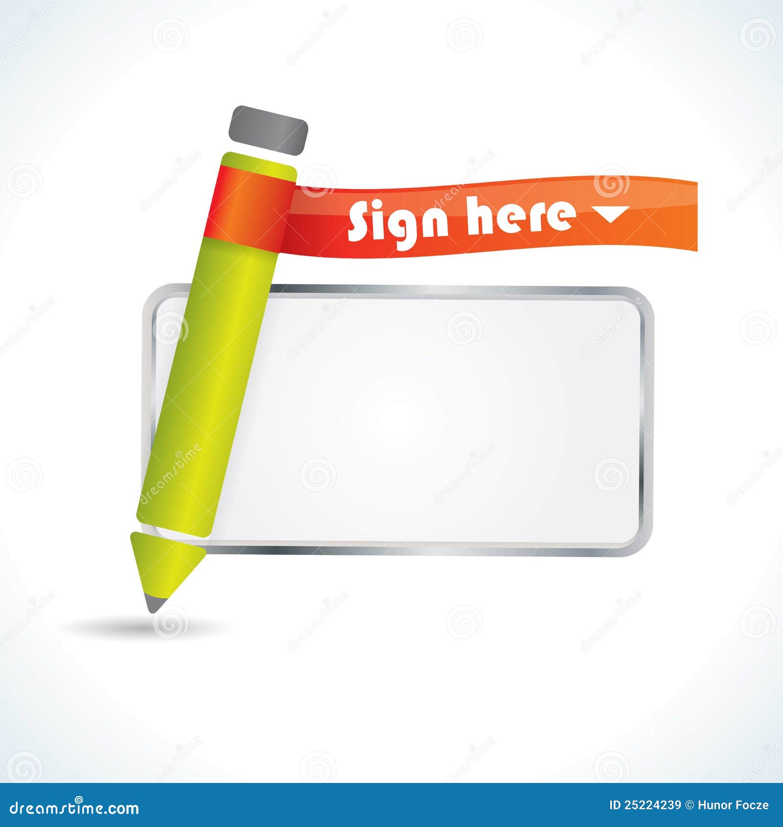 Sign Here Glossy Icon with Pencil Stock Vector Illustration of pencil