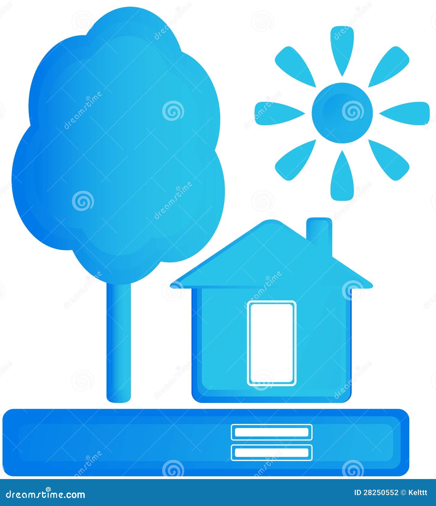 Sign with Home, Sun and Tree Stock Vector - Illustration of ecology ...