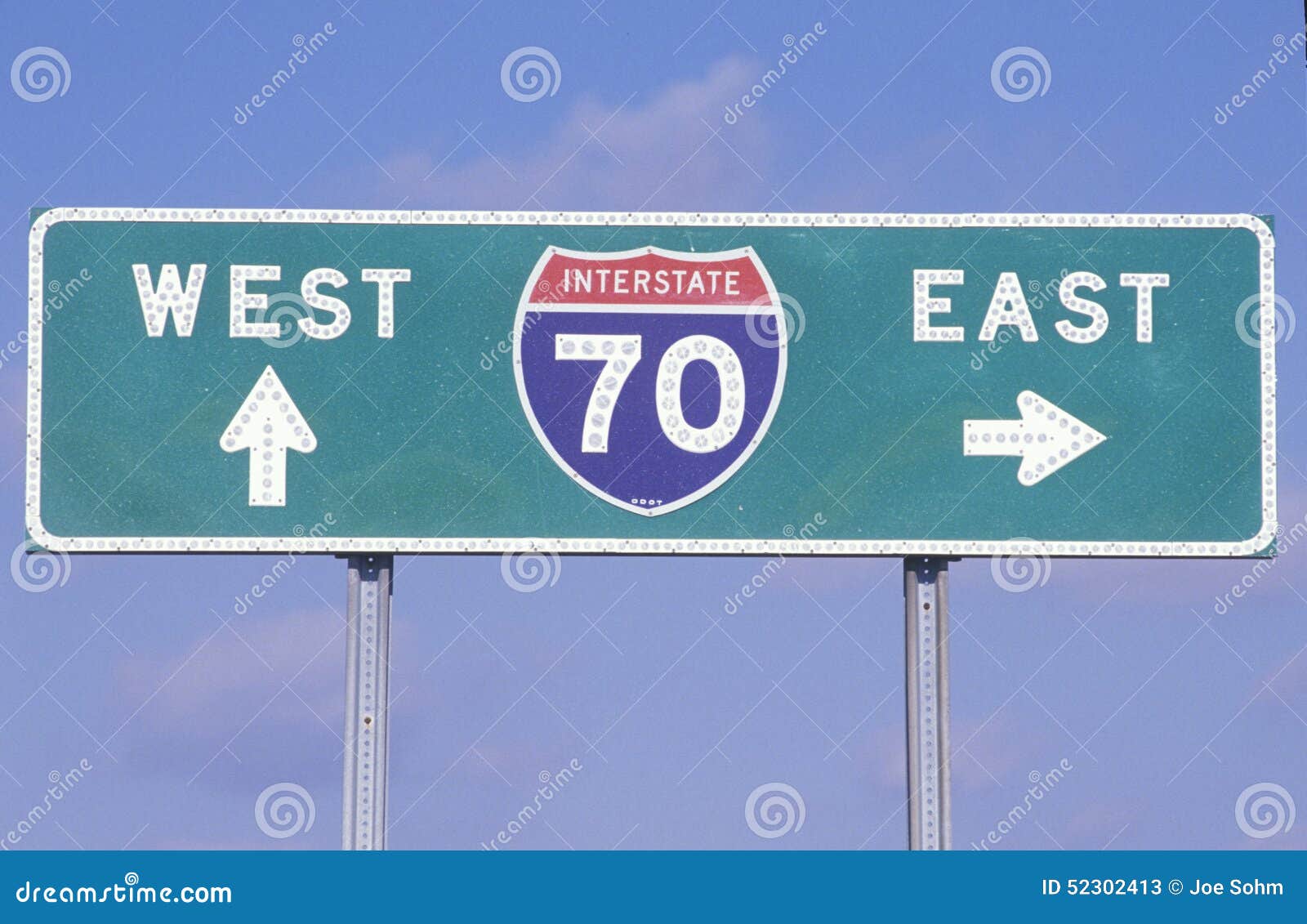 a sign for interstate 70 west and east