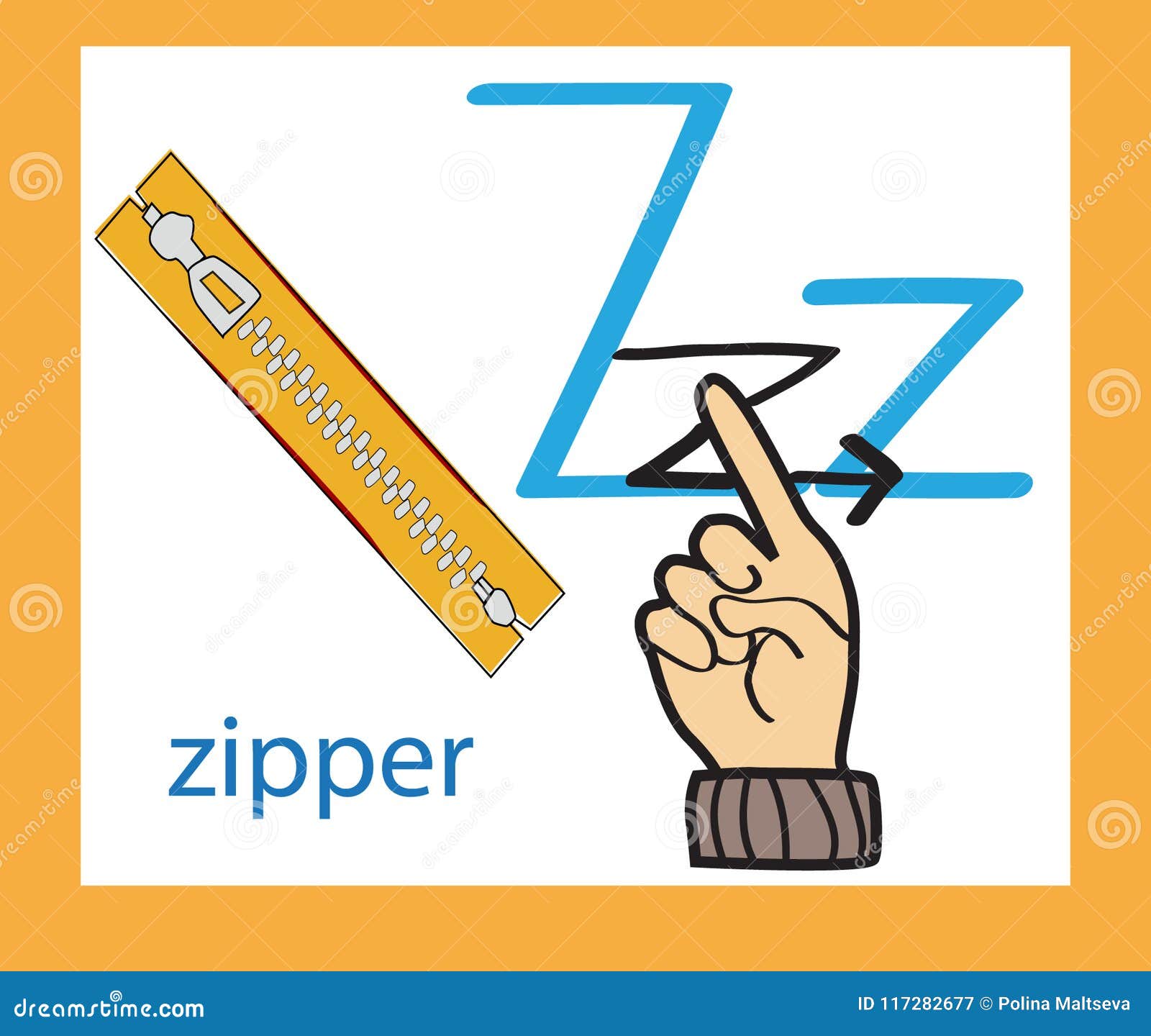 Cartoon Letter Z. Creative English Alphabet. ABC Concept. Sign Language ...