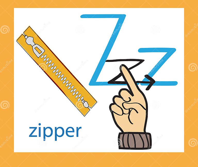 Cartoon Letter Z. Creative English Alphabet. ABC Concept. Sign Language ...