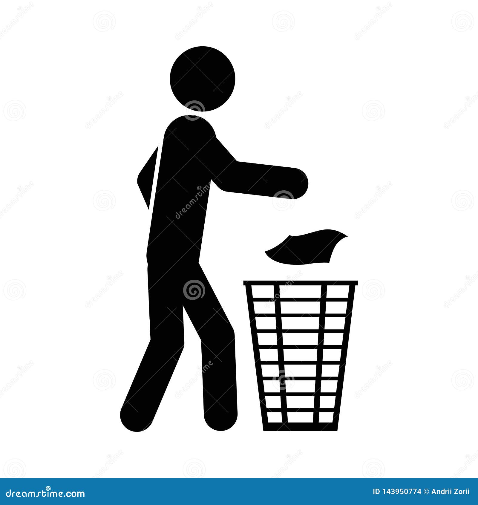 A Sign Of A Man Throwing Garbage In The Urn A Man Throws Rubbish Into The Urn Vector Illustration Stock Vector Illustration Of Conservation Dustbin 143950774