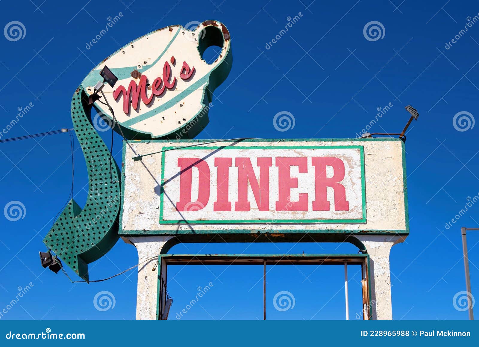 Sign for Mel`s Diner, for the TV Show Alice Editorial Stock Photo