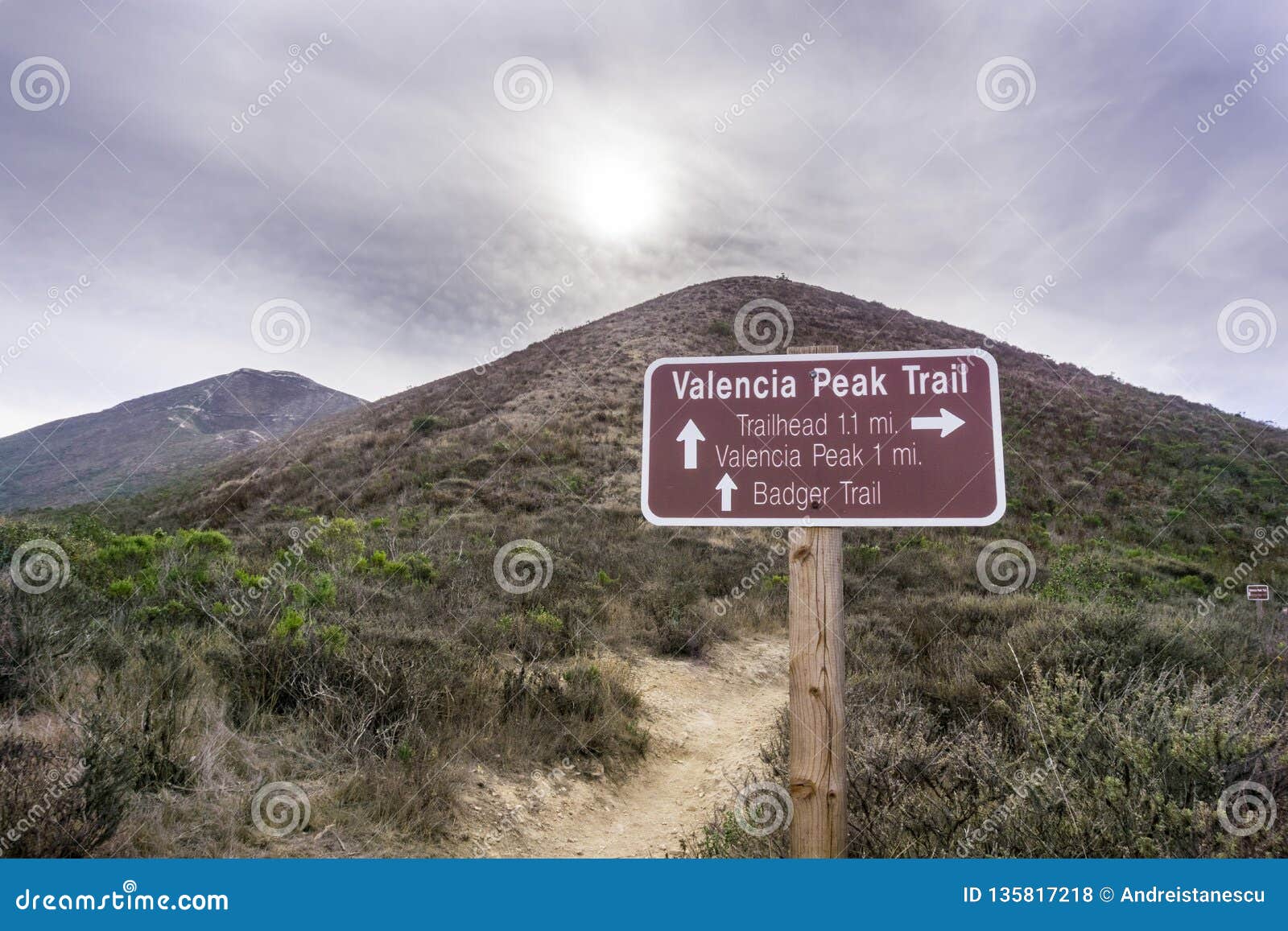 sign in montana de oro state park on the trail to valencia peak, morro bay, california