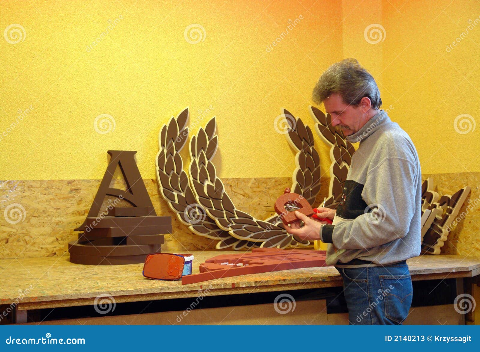 Sign Painter Working stock image. Image of adult, commercial 2140213