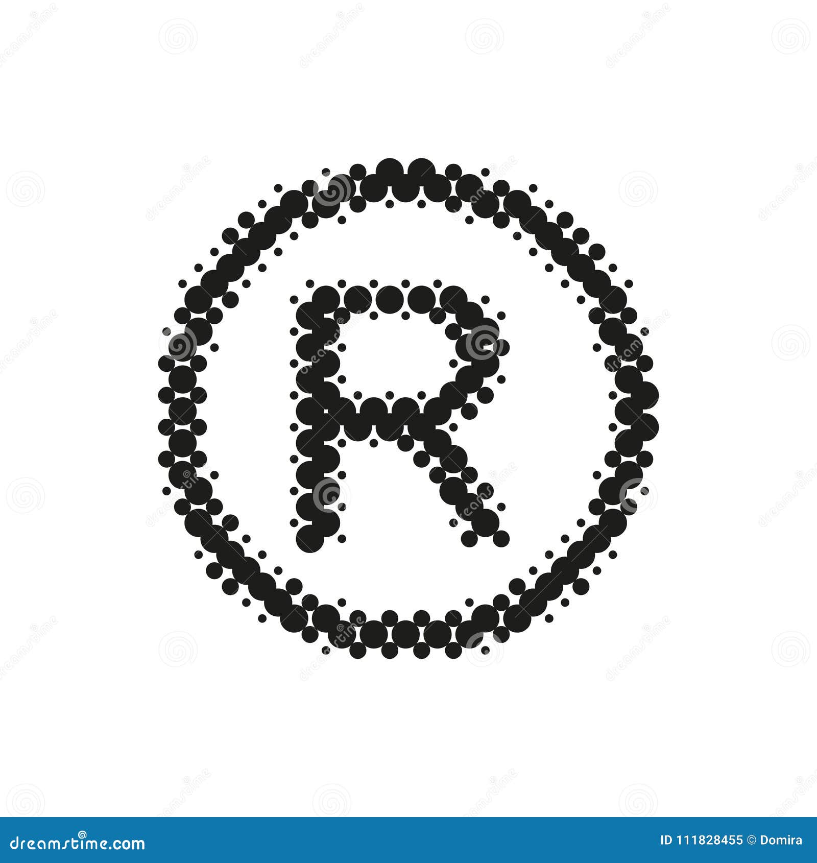 sign registred halftone icon. dotted grunge  of ink spots. textured  . 