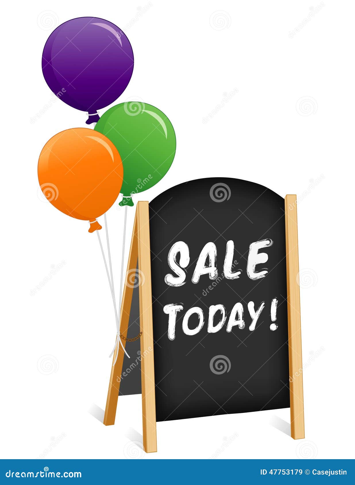 sign sale today chalk board folding easel sidewalk light wood frame brass chain slate background text eps compatible 47753179