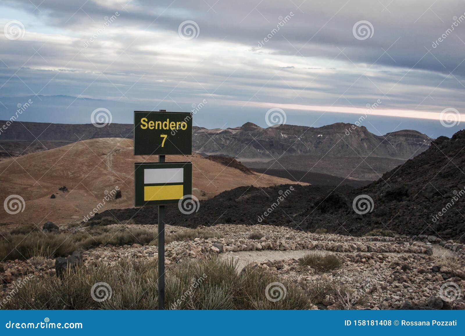 sign of `sendero 7`: the path to follow to reach the summit of volcano teide