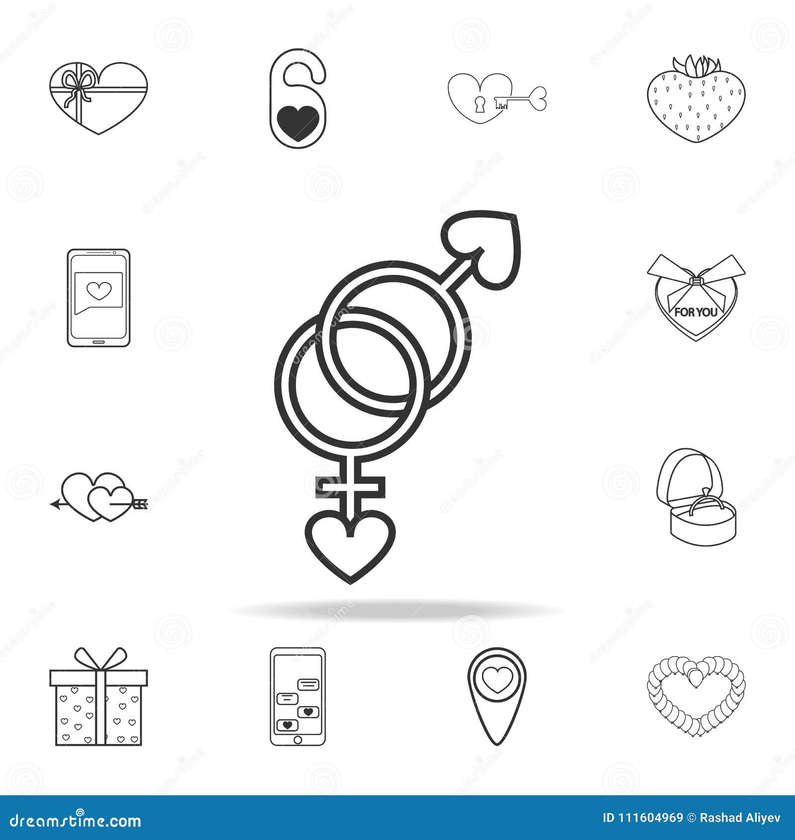 Sign Of Sex With Hearts Icon Set Of Love Element Icons Premium
