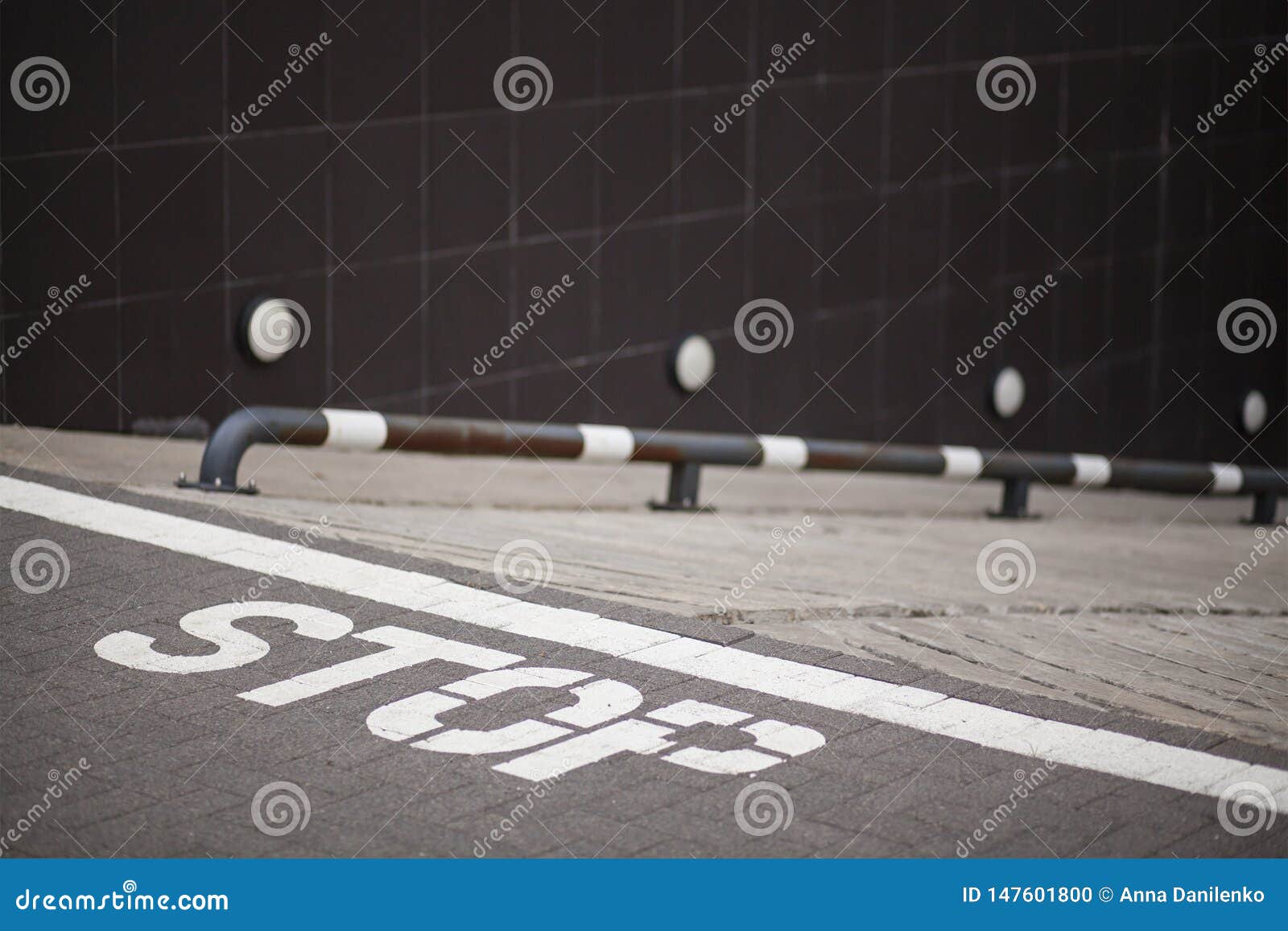 Sign stop on the ground stock photo. Image of modern 147601800