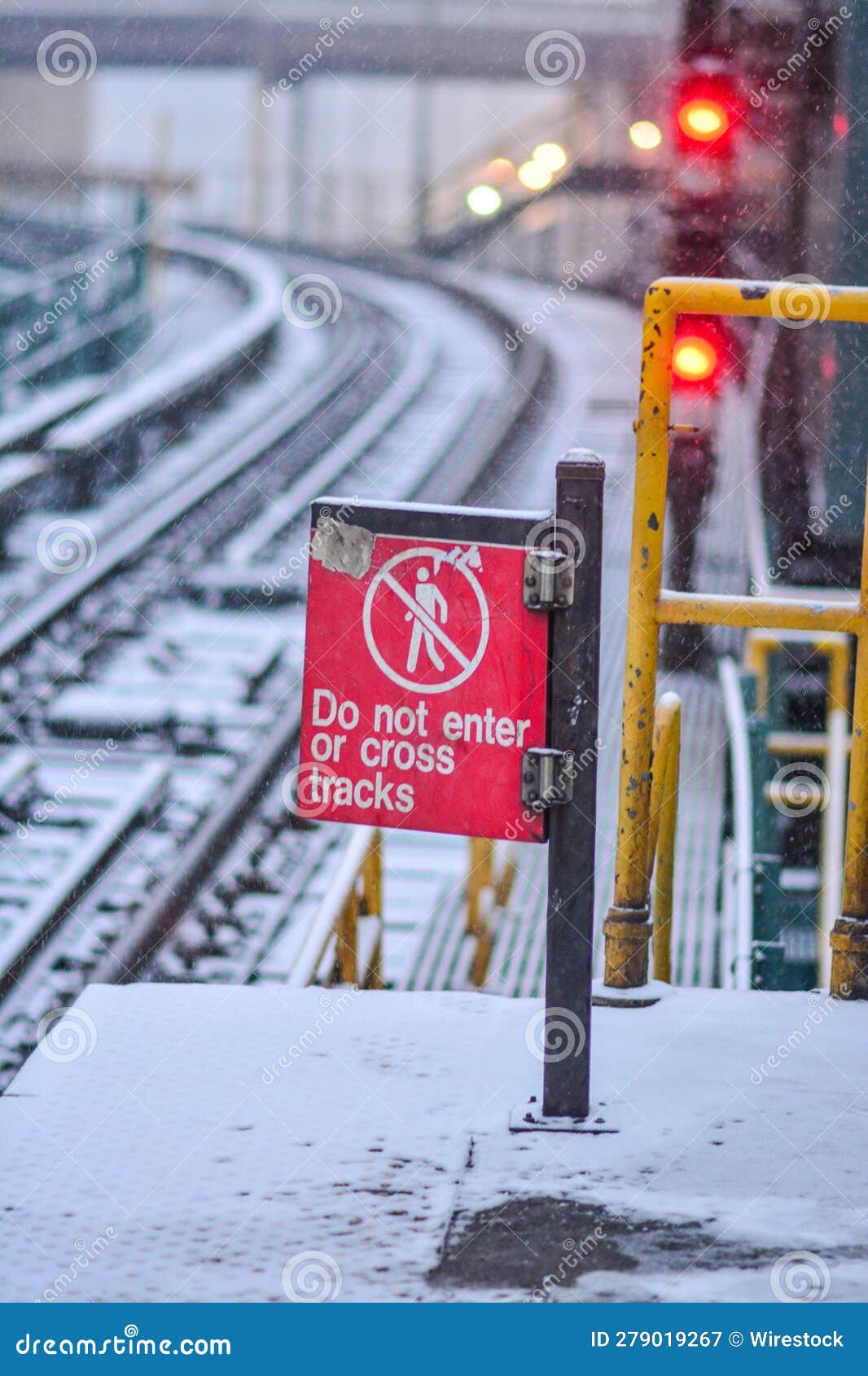 Sign on Train Tracks Reading Do Not Enter or Cross Tracks Stock Image