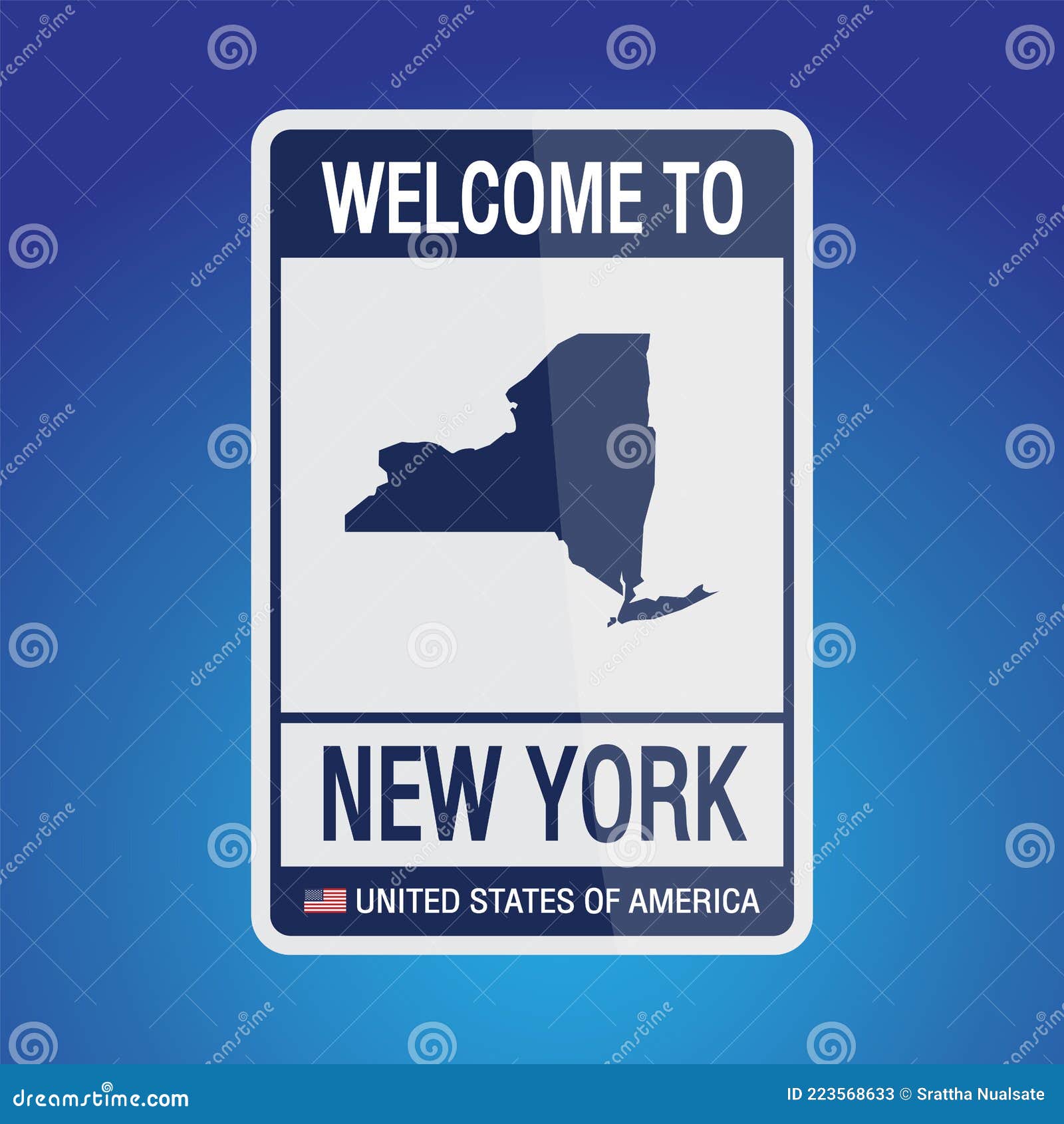 The Sign United States of America with Message, New York and Map on ...