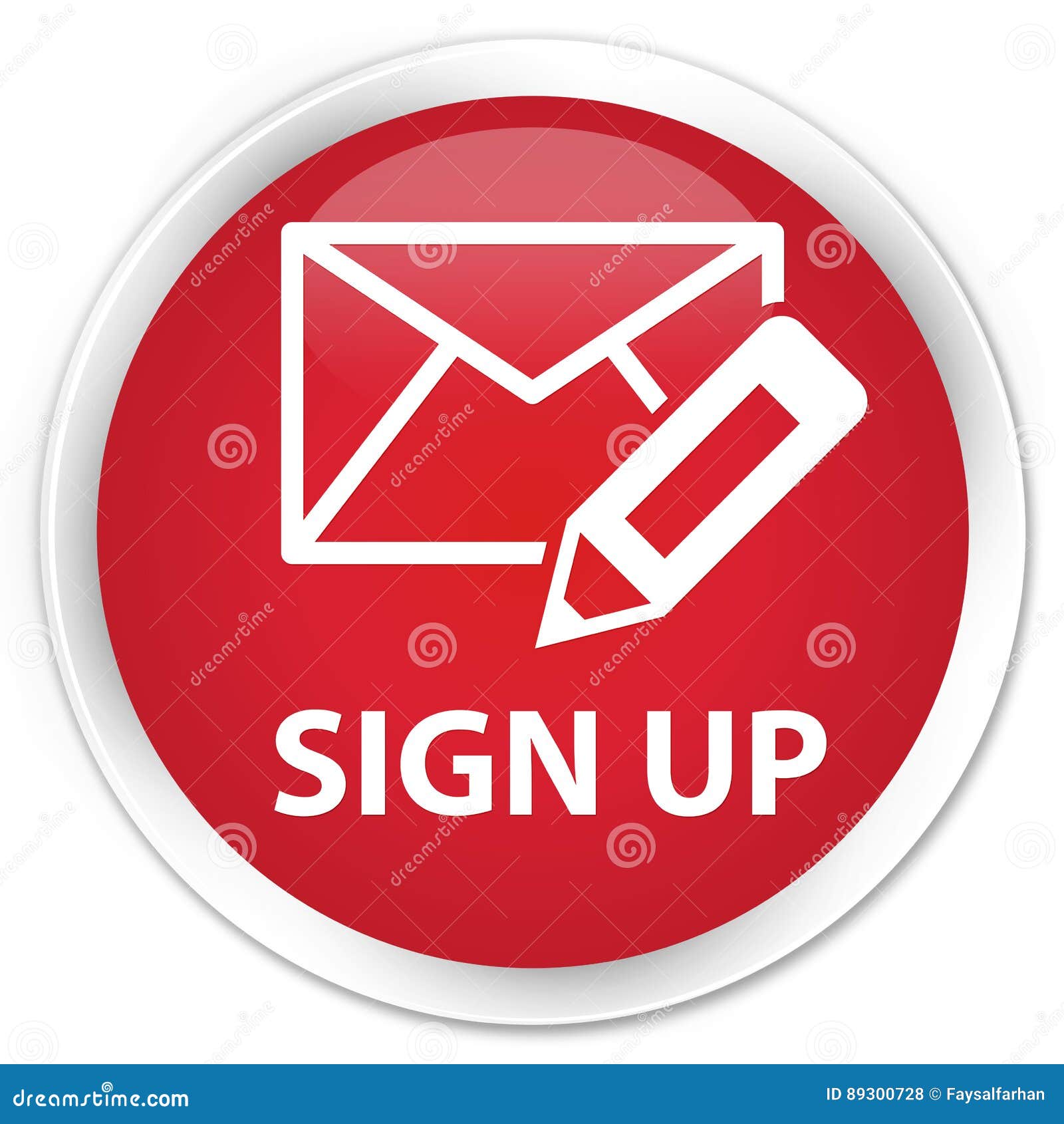 Sign Up (edit Mail Icon) Premium Red Round Button Stock Illustration