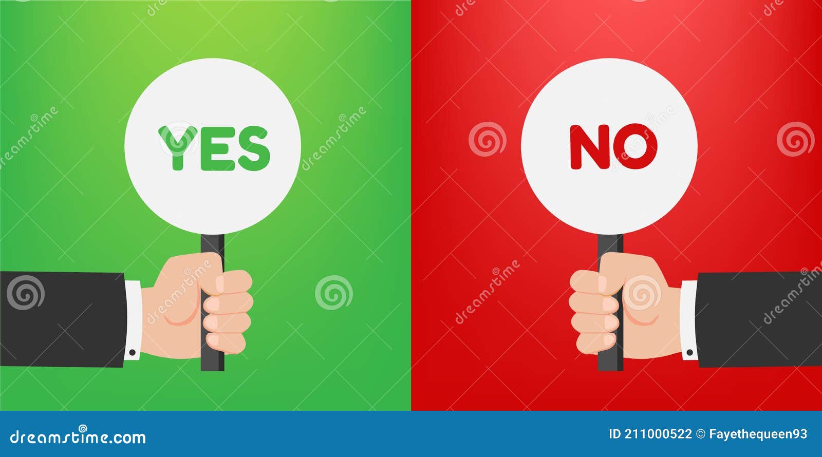 Sign Yes or No. Placard Yes or No. Votes Concept Stock Vector