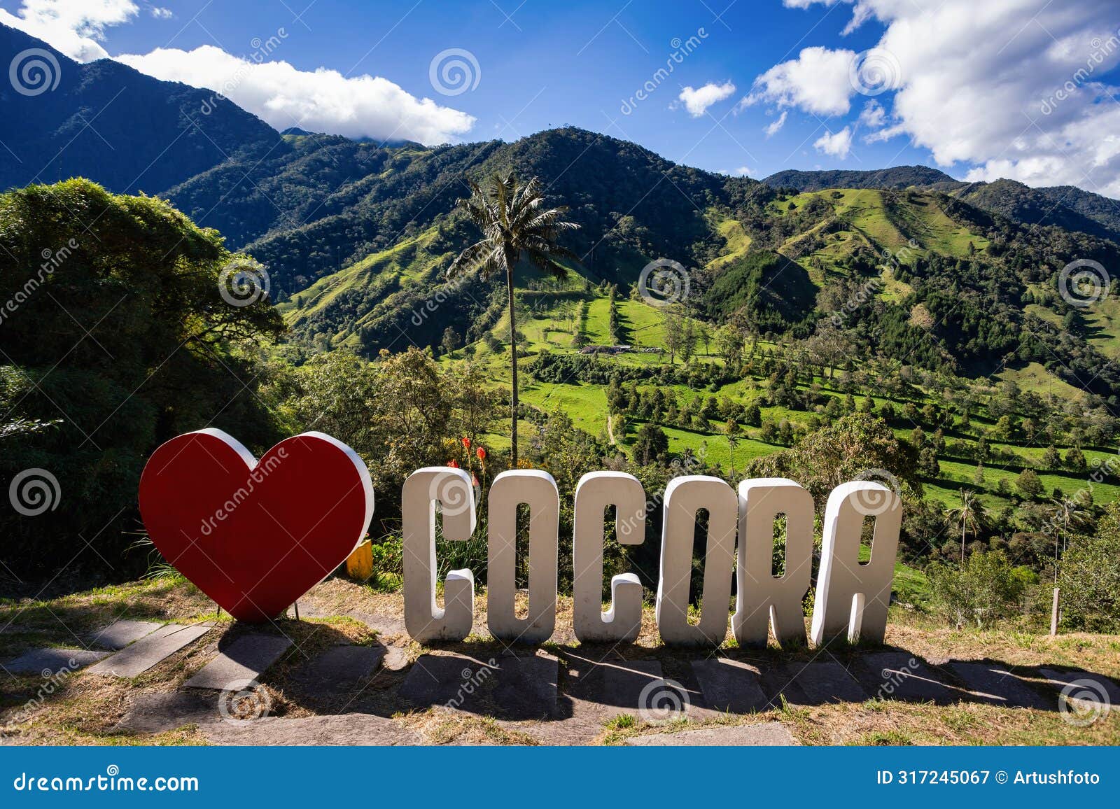 sign yo love cocora in entertainment center in valle del cocora valley. salento, quindio department. colombia