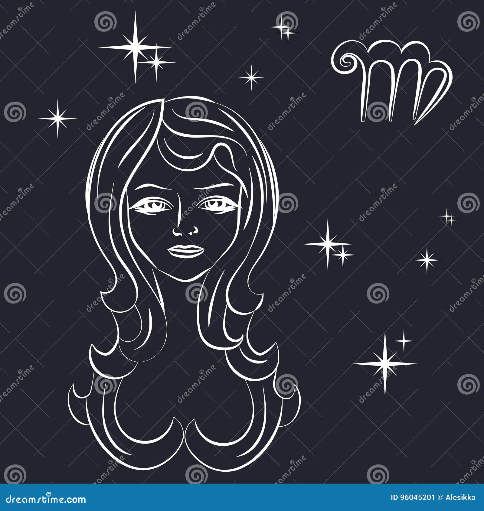 Sign of the Zodiac Virgo is the Starry Sky Stock Vector - Illustration ...