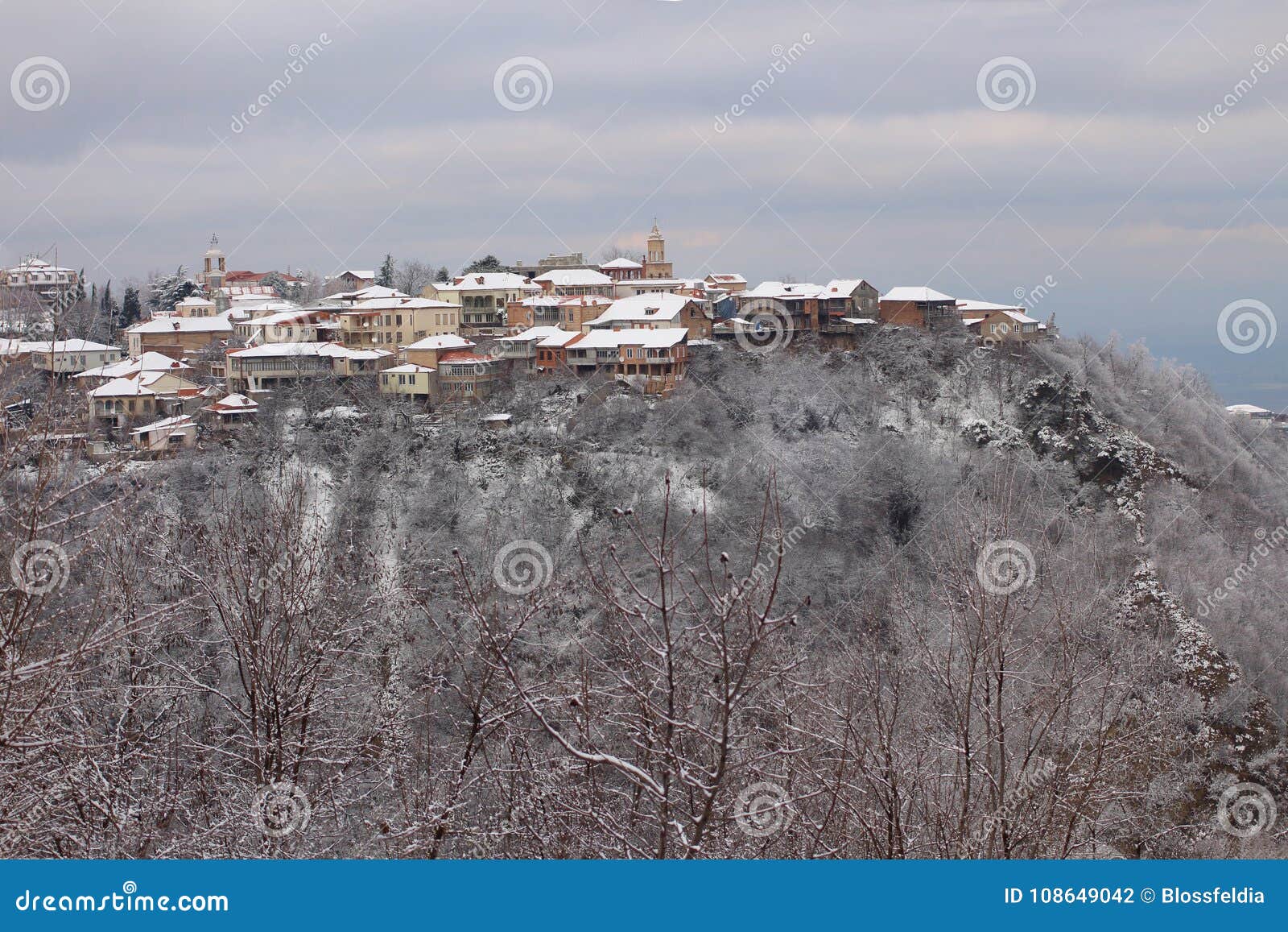 signagi or sighnaghi in winter, georgia
