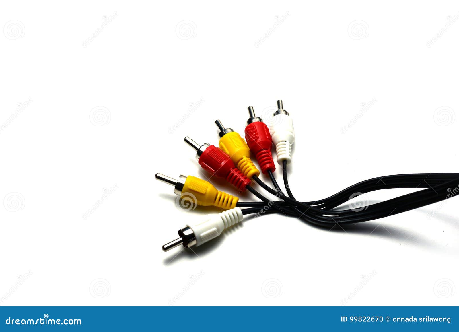 Signal Cable ,red and White for Audio ,yellow for Video Stock Photo